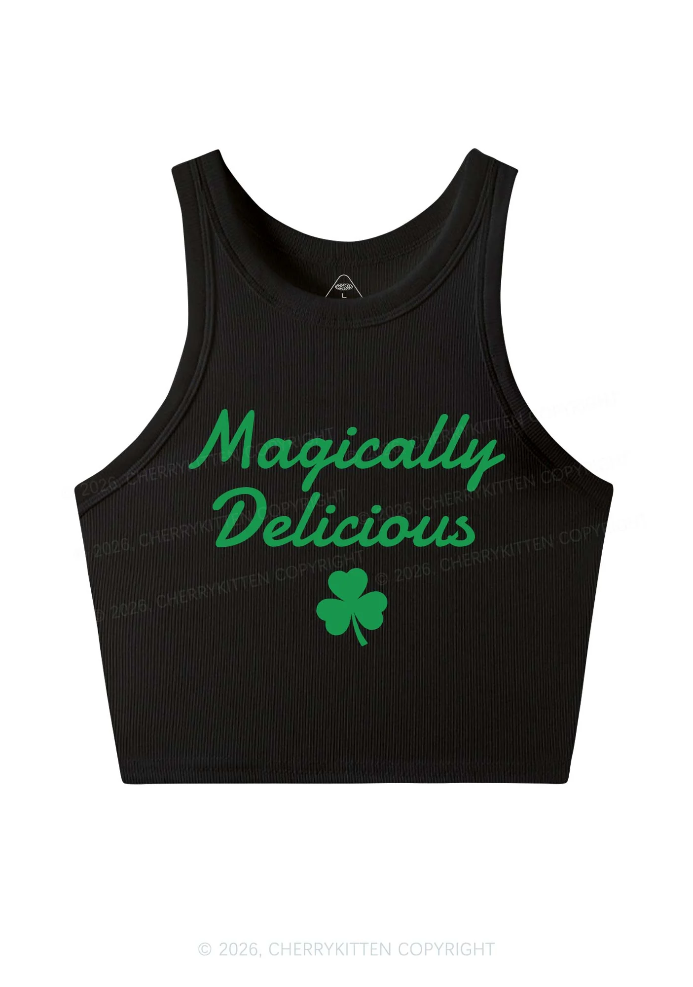 Magically Delicious Shamrock St Patricks Y2K Crop Tank Top Cherrykitten - Image 4