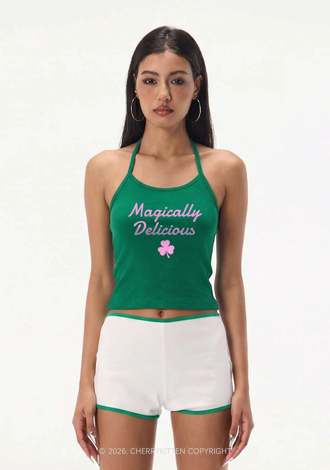 Magically Delicious Shamrock St Patricks Y2K Halter Neck Cami Cherrykitten - Image 2