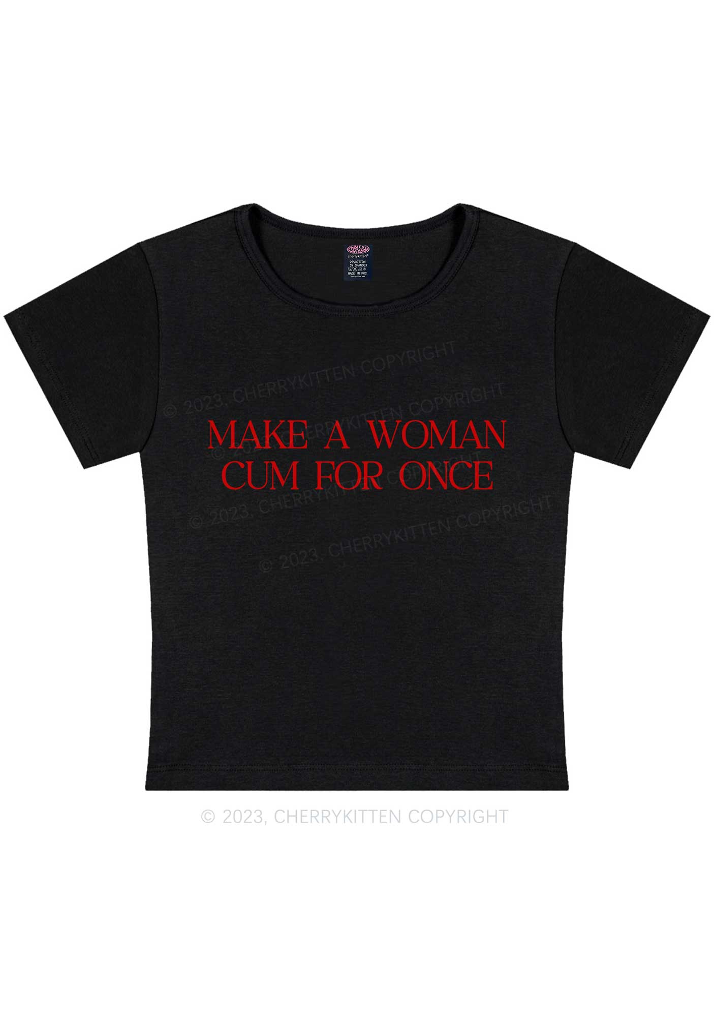 Make A Woman Come Y2K Baby Tee Cherrykitten - Image 3