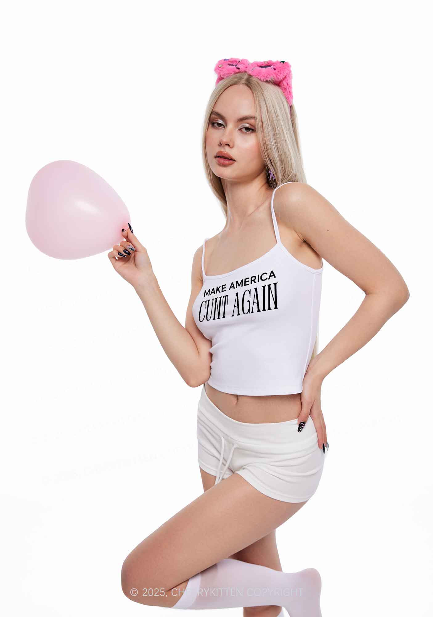 Make America Cxxt Again Y2K Spaghetti Strap Cami Cherrykitten - Image 2