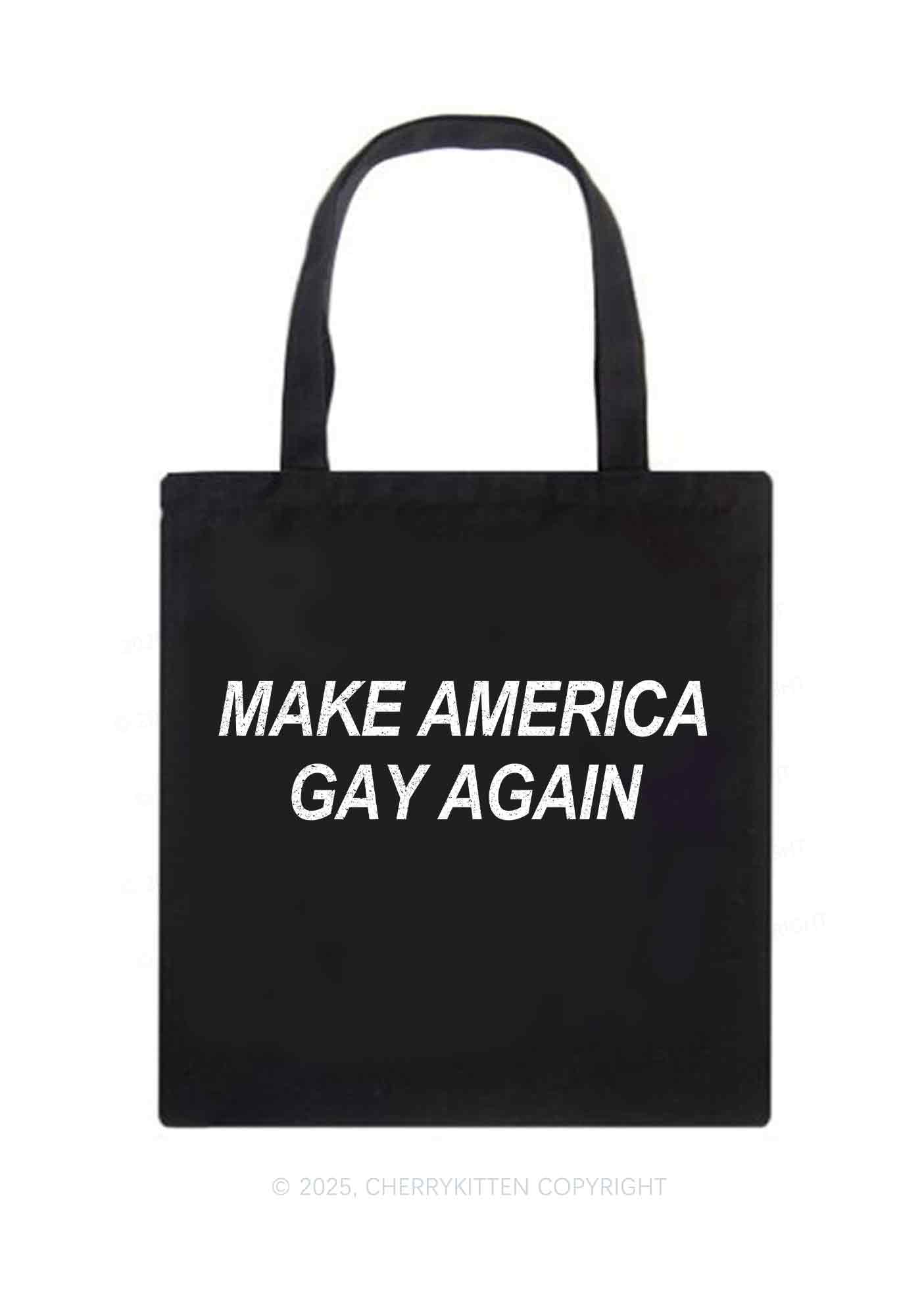 Make America Gay Again Pride Y2K Canvas Tote Bag Cherrykitten - Image 3