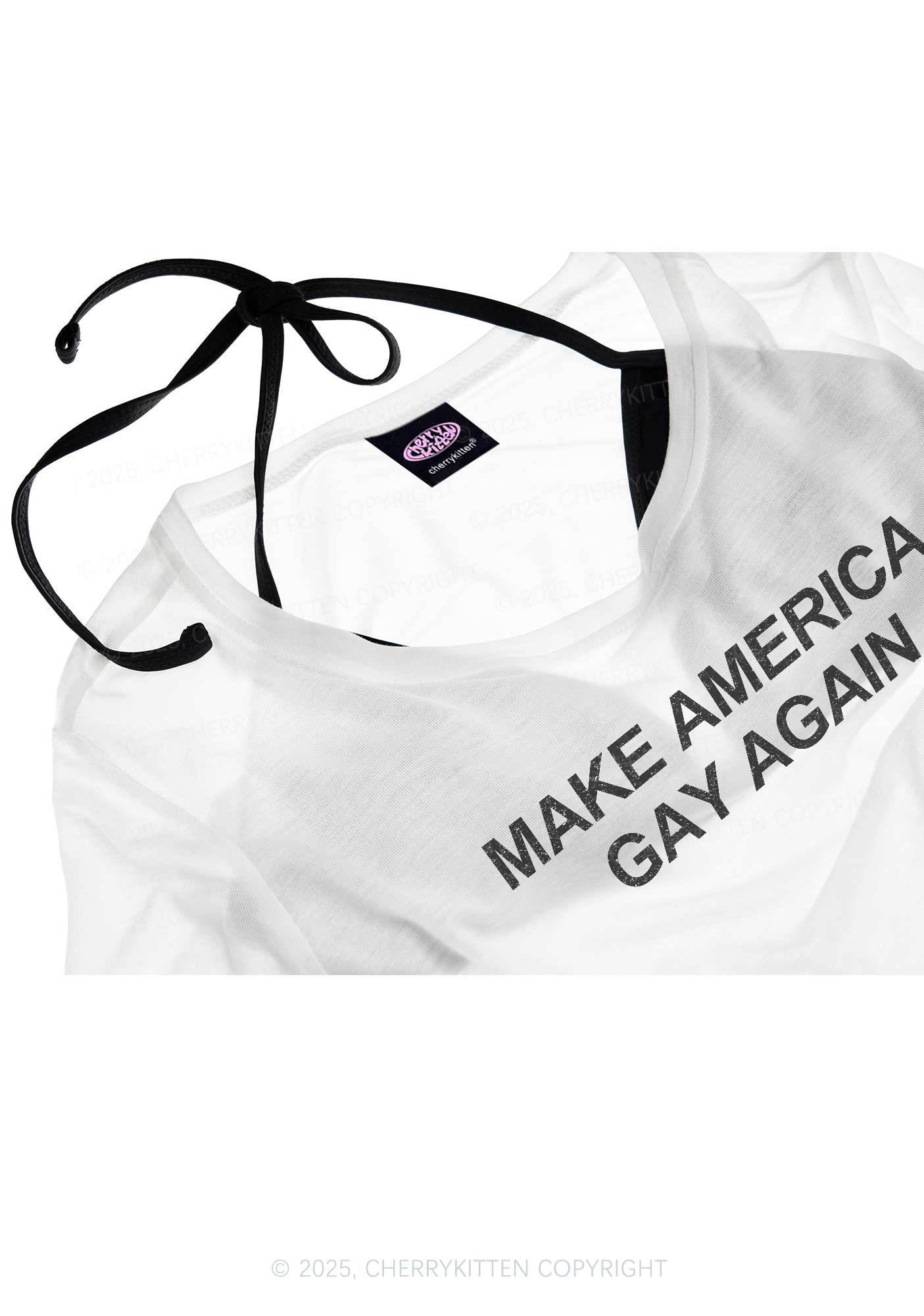 Make America Gay Again Pride Y2K Sheer Crop Tee Cherrykitten - Image 4