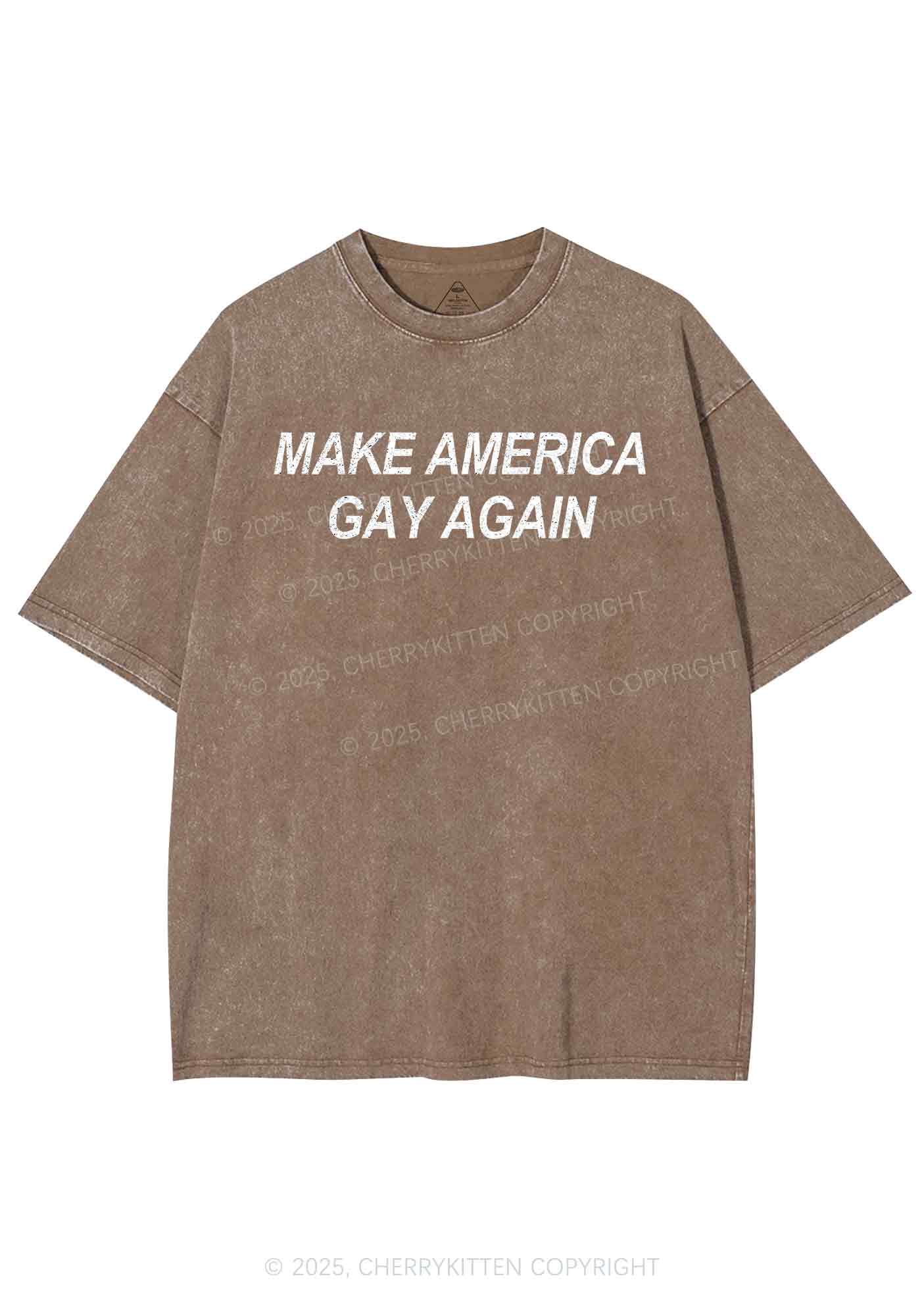 Make America Gay Again Pride Y2K Shirts Washed Tee Cherrykitten - Image 6