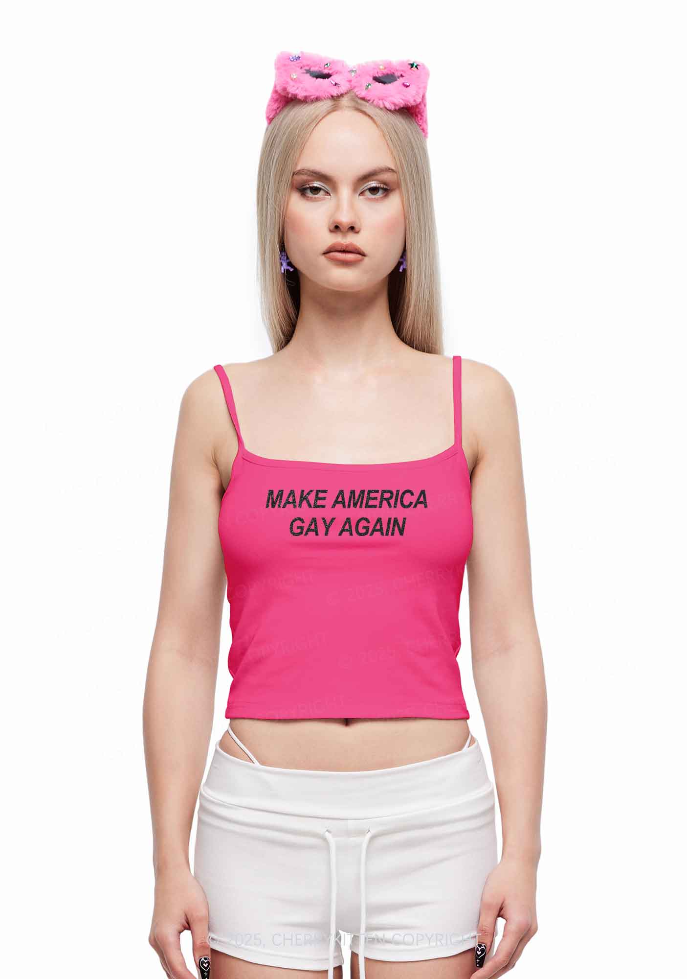 Make America Gay Again Pride Y2K Spaghetti Strap Cami Cherrykitten - Image 2