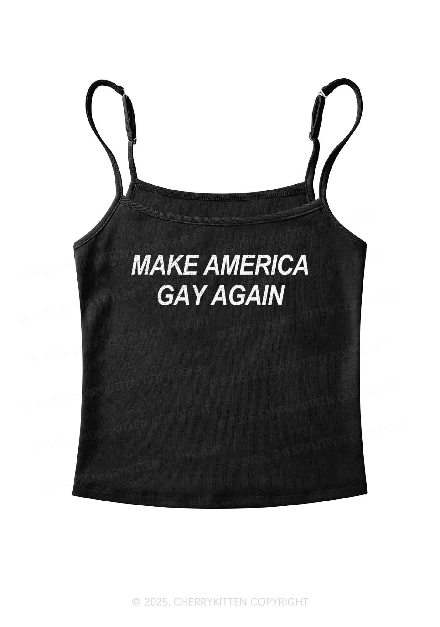 Make America Gay Again Pride Y2K Spaghetti Strap Cami Cherrykitten - Image 3