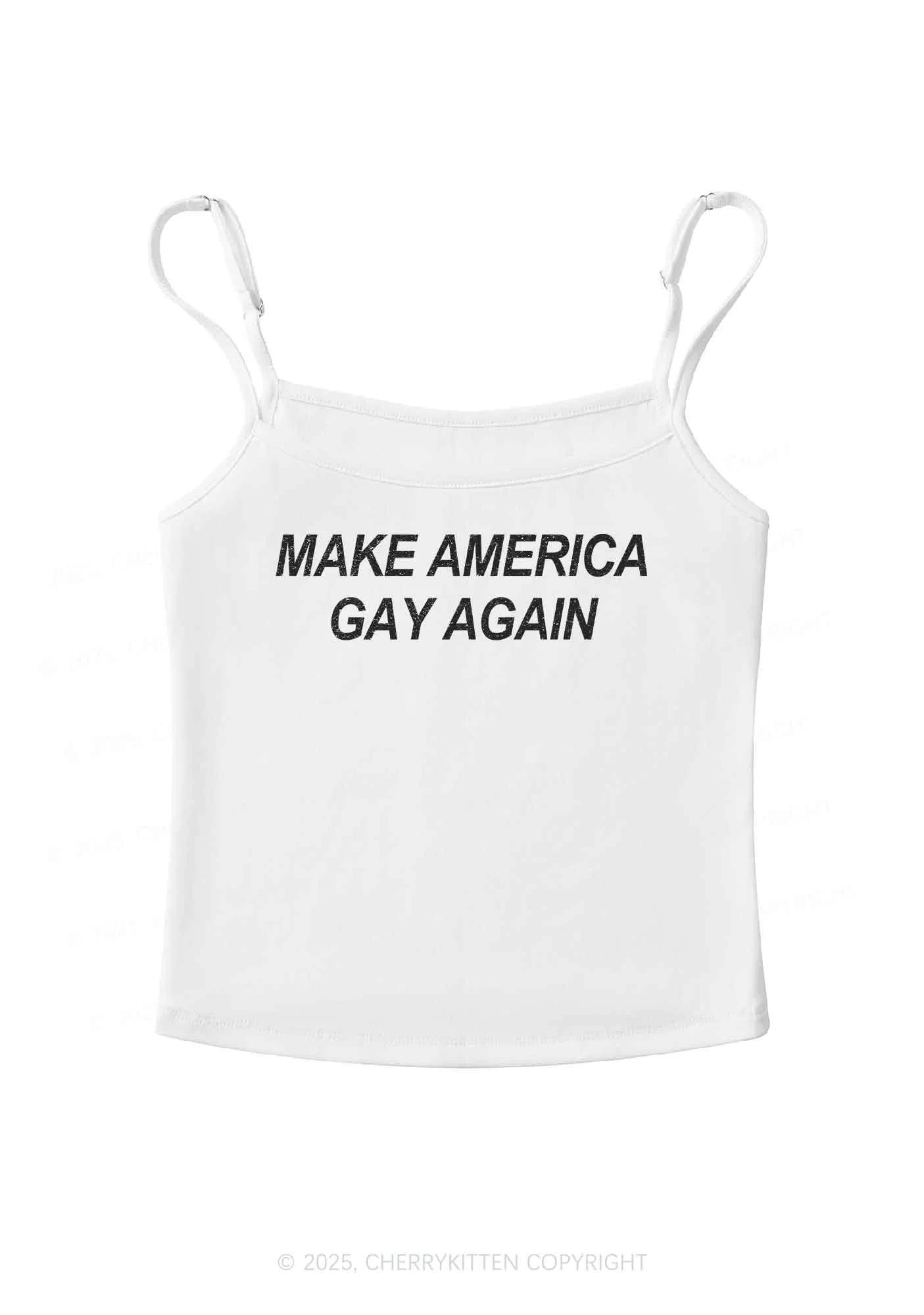 Make America Gay Again Pride Y2K Spaghetti Strap Cami Cherrykitten - Image 4