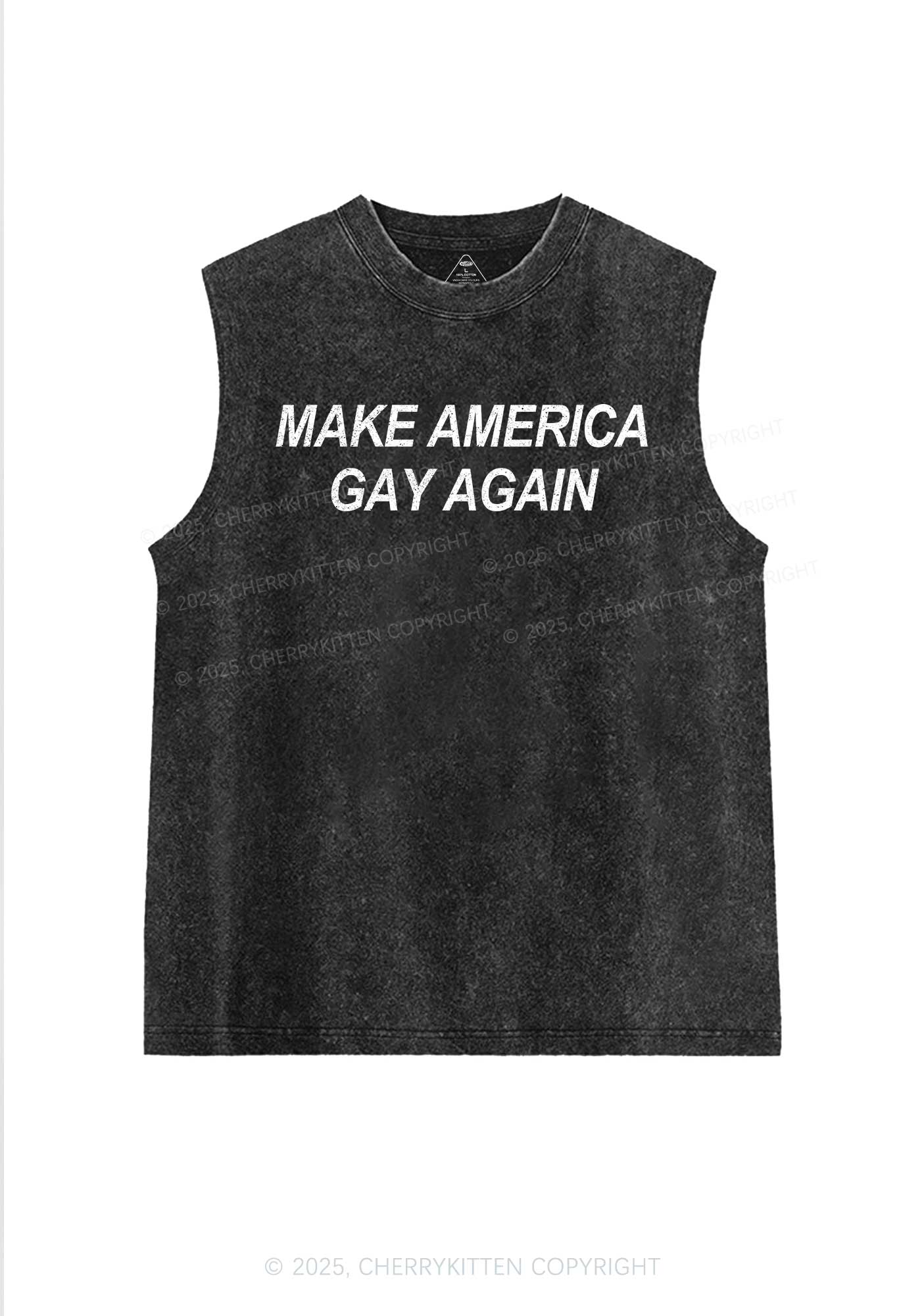 Make America Gay Again Pride Y2K Washed Muscle Tank Cherrykitten - Image 3