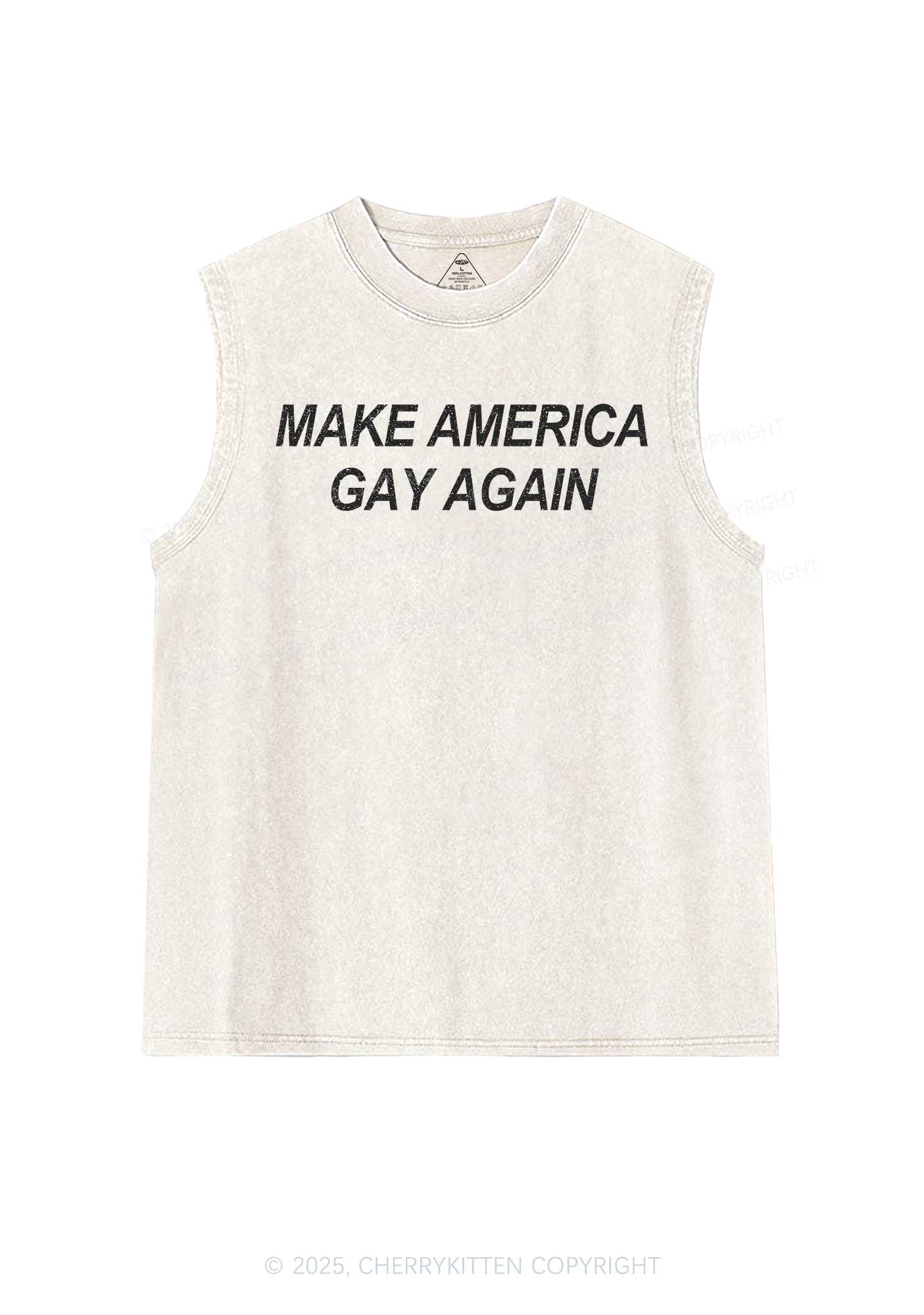Make America Gay Again Pride Y2K Washed Muscle Tank Cherrykitten - Image 4