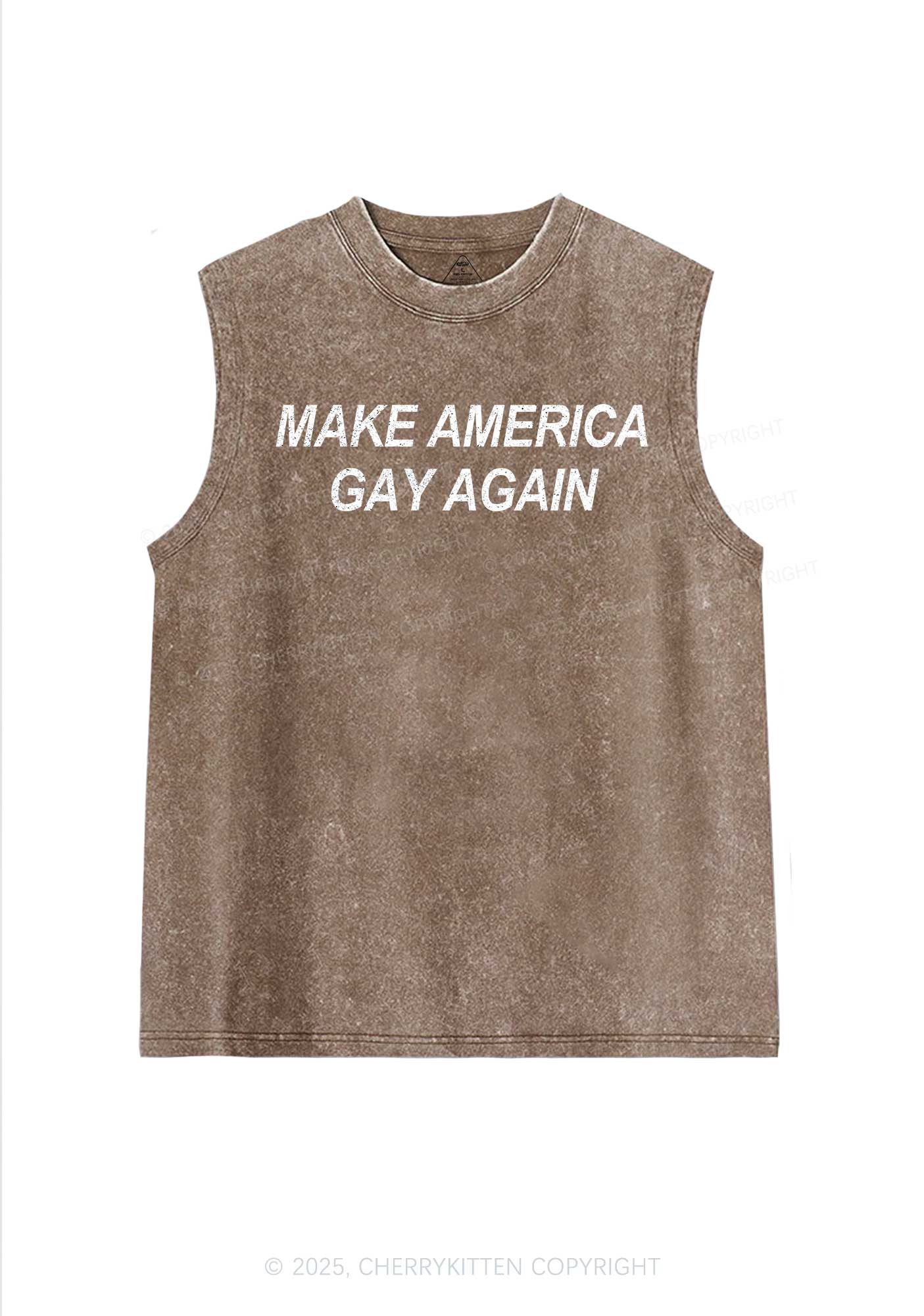 Make America Gay Again Pride Y2K Washed Muscle Tank Cherrykitten - Image 5