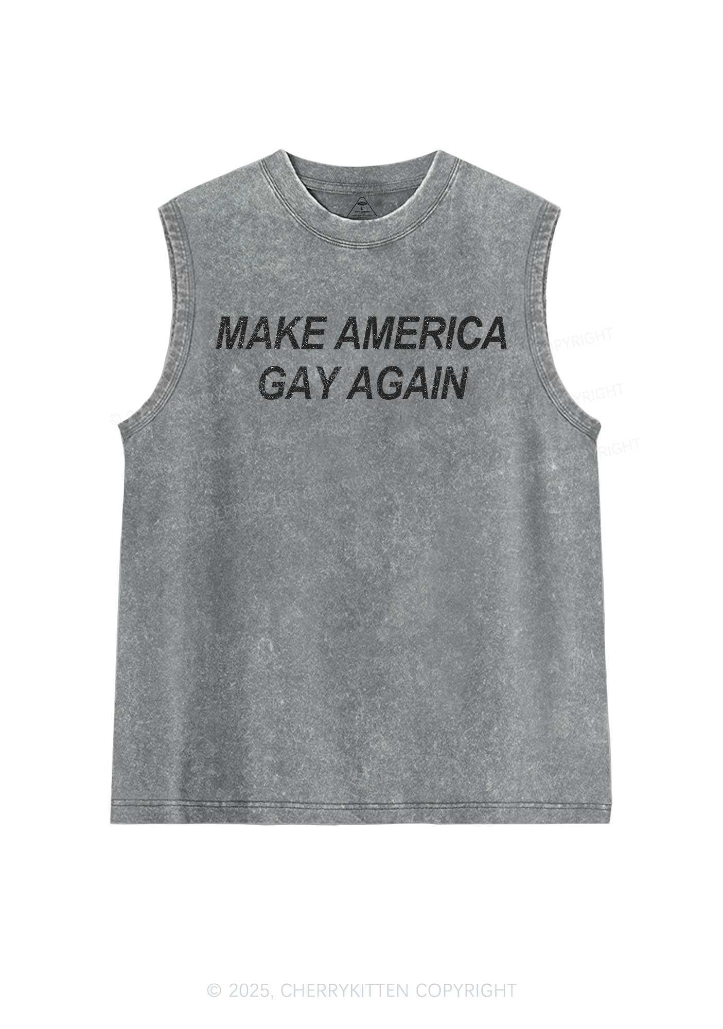 Make America Gay Again Pride Y2K Washed Muscle Tank Cherrykitten - Image 6
