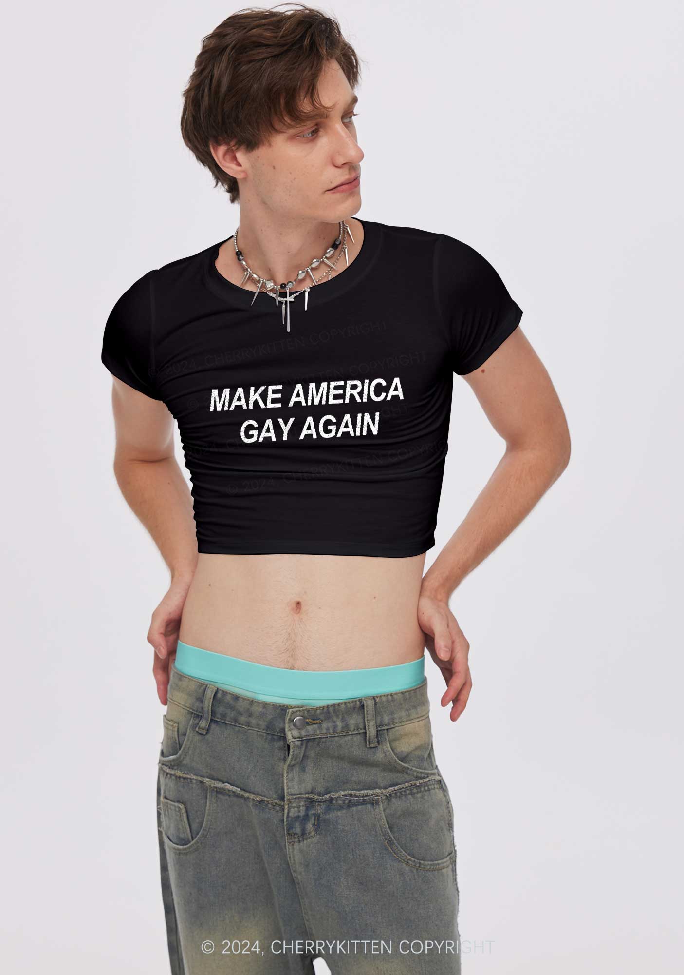Make America Gay Again Y2K Baby Tee Cherrykitten - Image 2