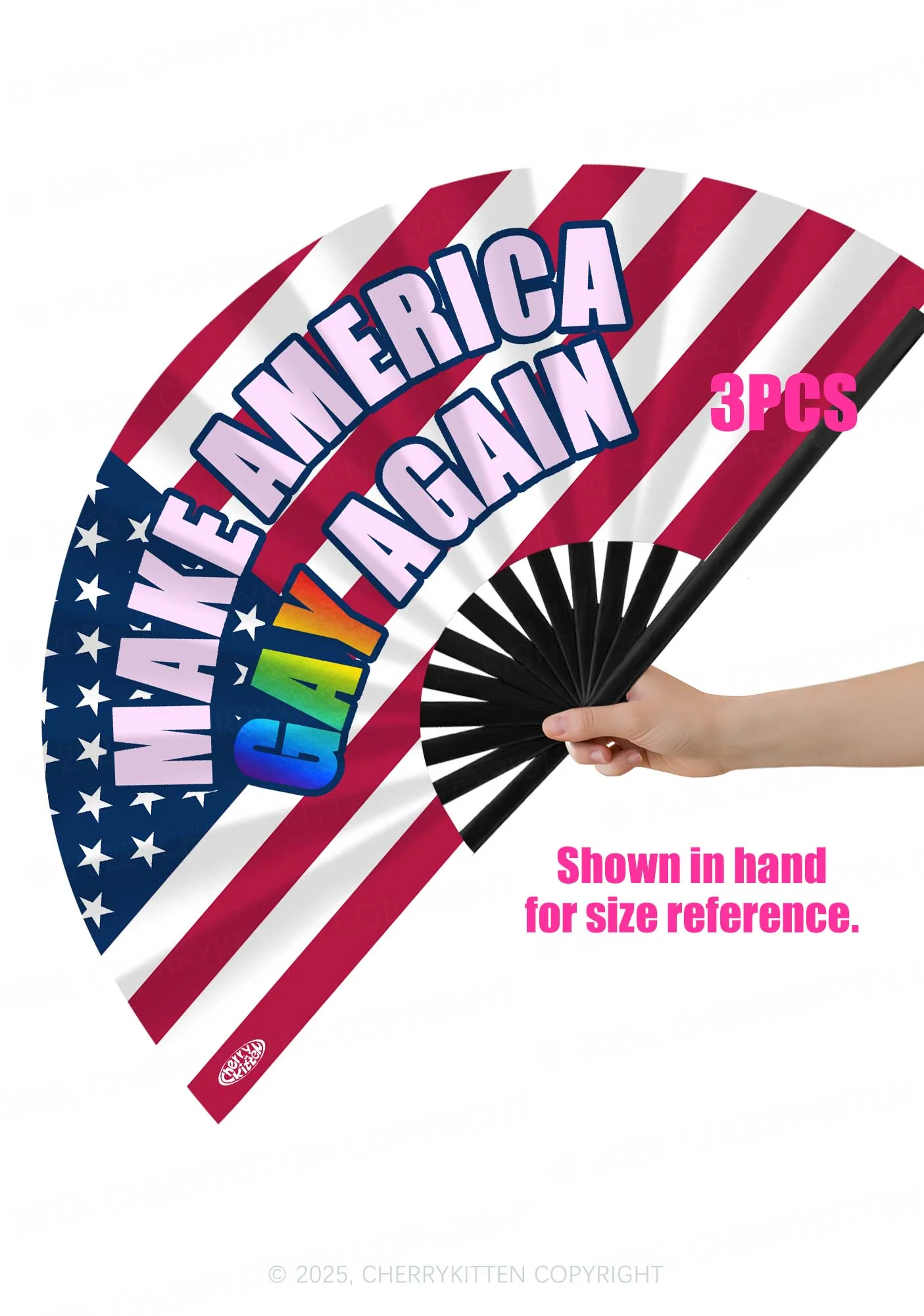 Make America Gay Again Y2K Rave Hand Fan Cherrykitten - Image 2