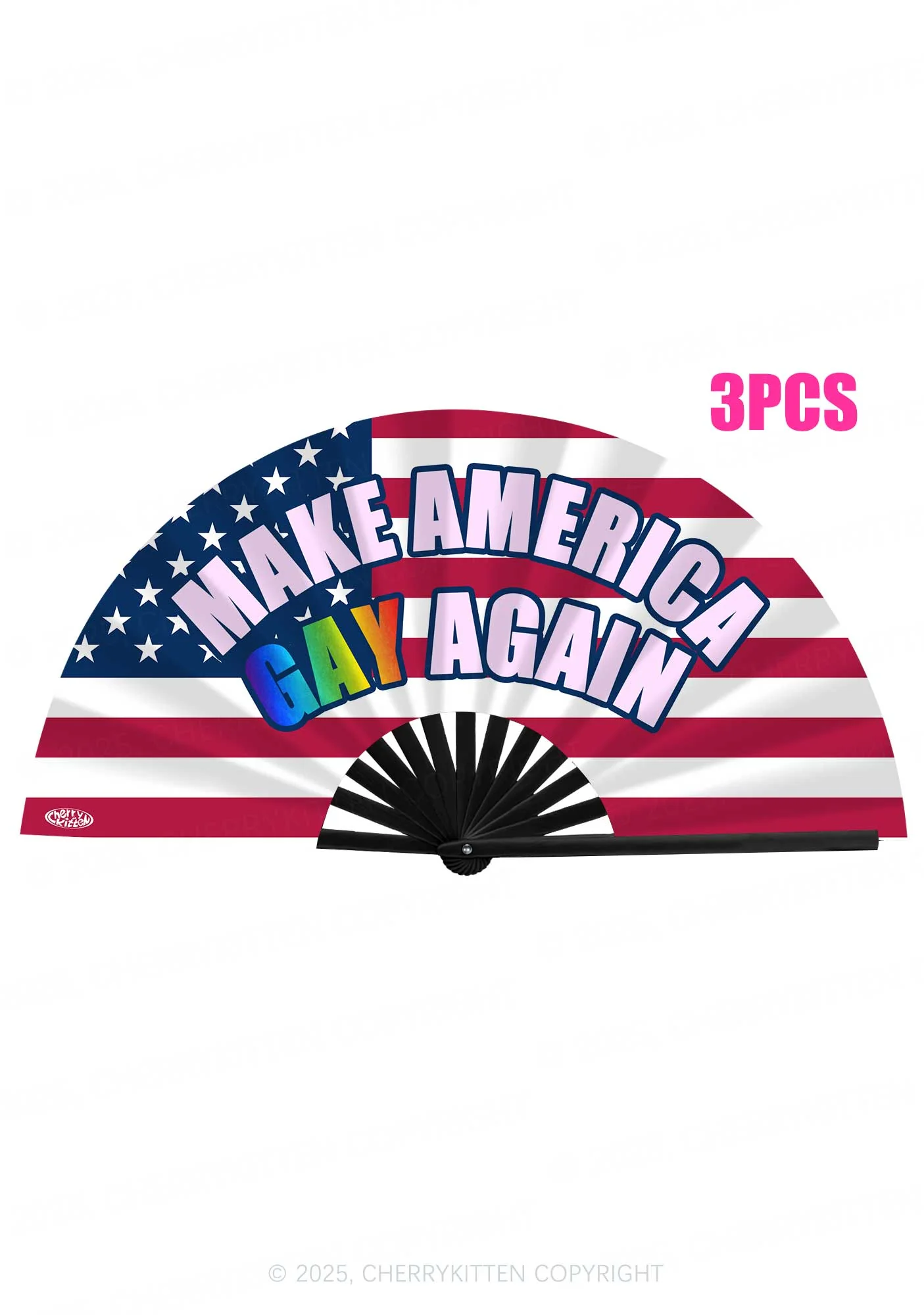 Make America Gay Again Y2K Rave Hand Fan Cherrykitten - Image 3