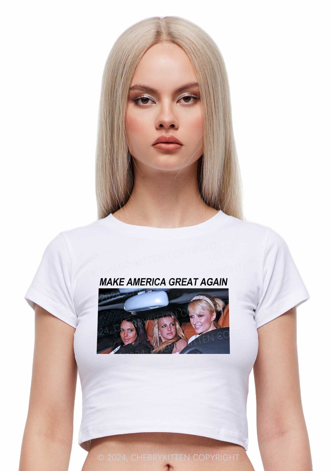 Make America Great Again Y2K Baby Tee Cherrykitten - Image 2