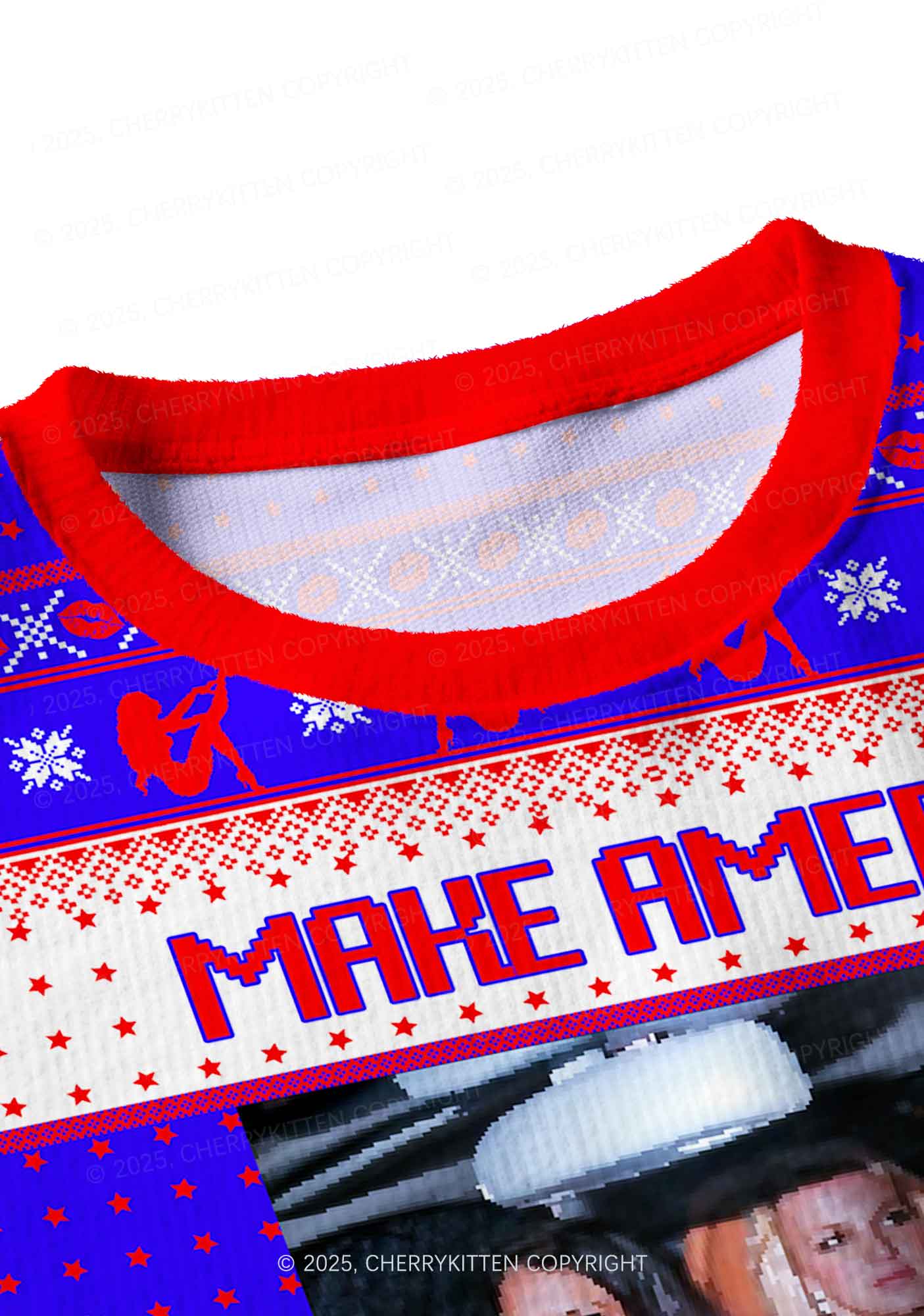 Make America Great Again Y2K Christmas Crop Knit Sweatshirt Cherrykitten - Image 4