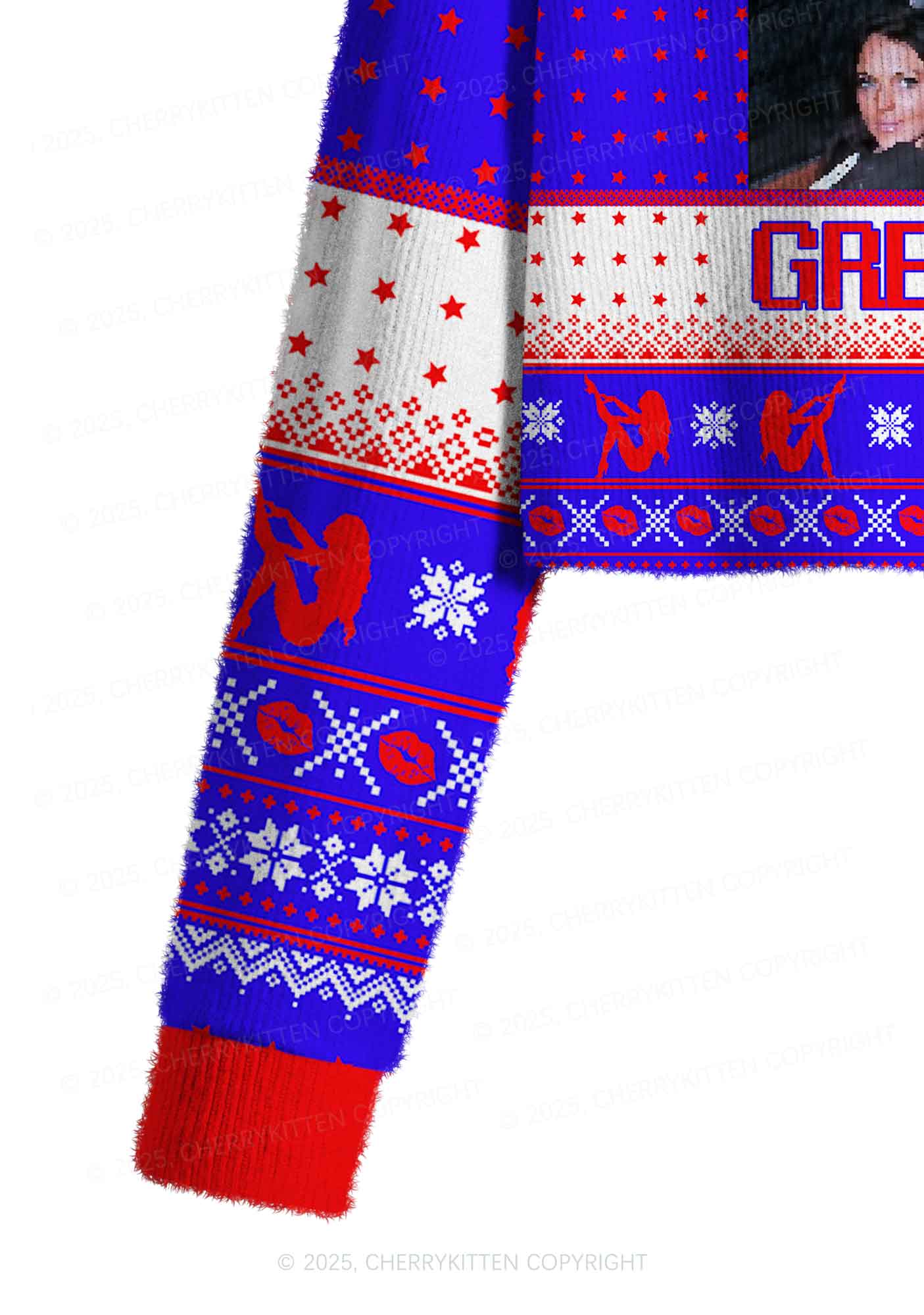 Make America Great Again Y2K Christmas Crop Knit Sweatshirt Cherrykitten - Image 5