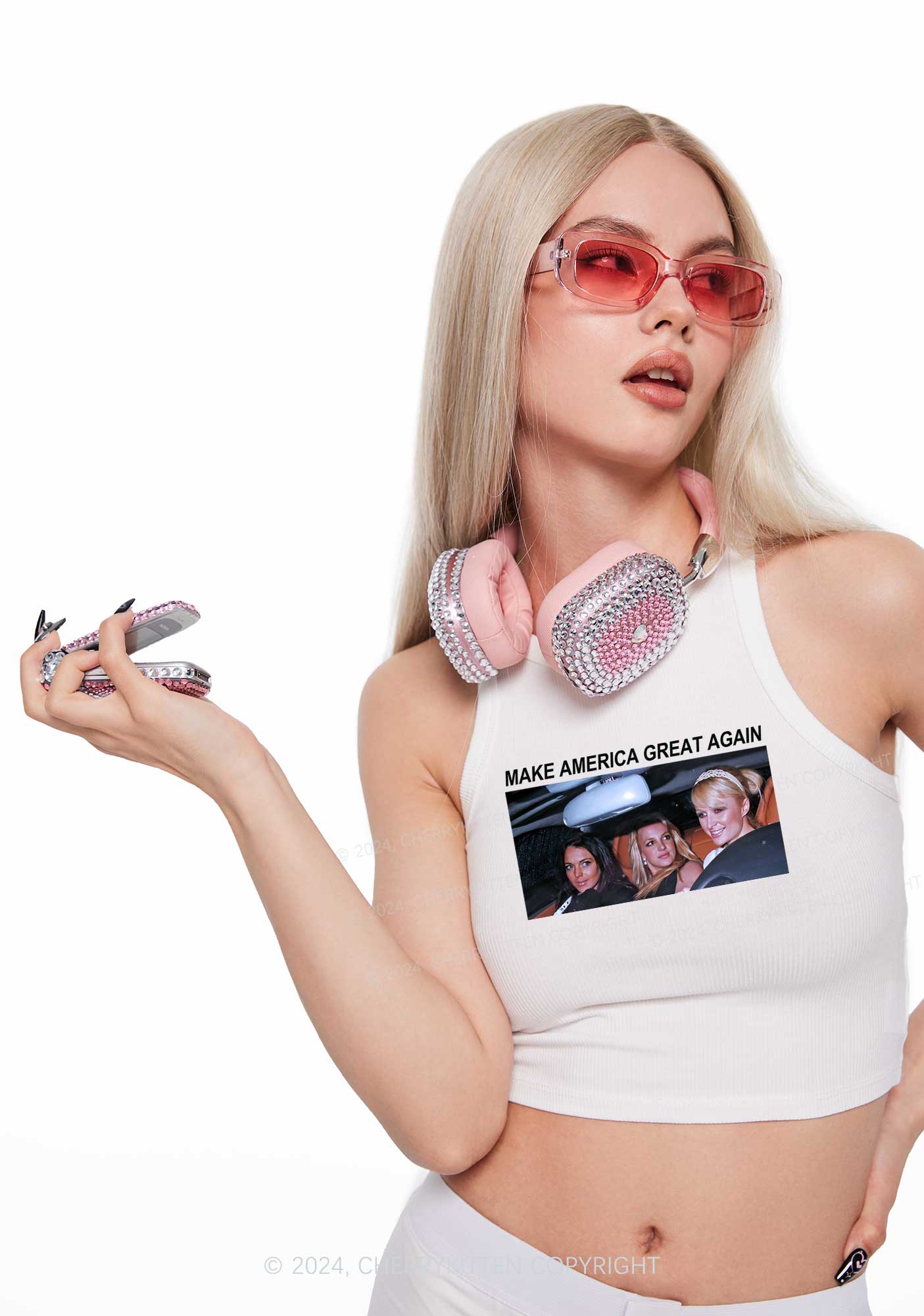 Make America Great Again Y2K Crop Tank Top Cherrykitten - Image 2