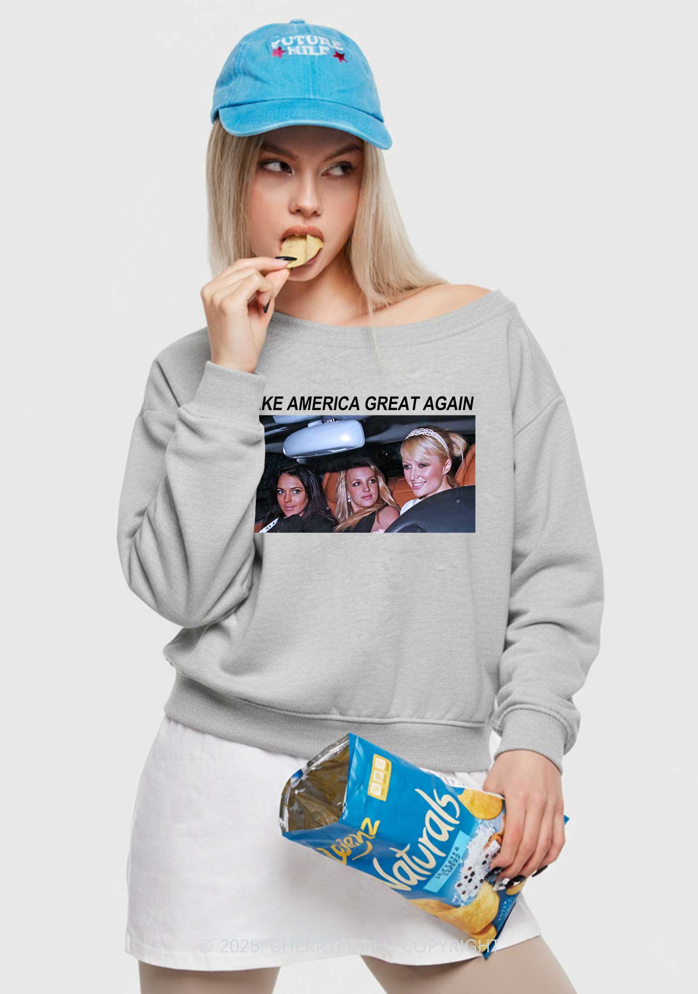 Make America Great Again Y2K Off Shoulder Sweatshirts Cherrykitten - Image 2