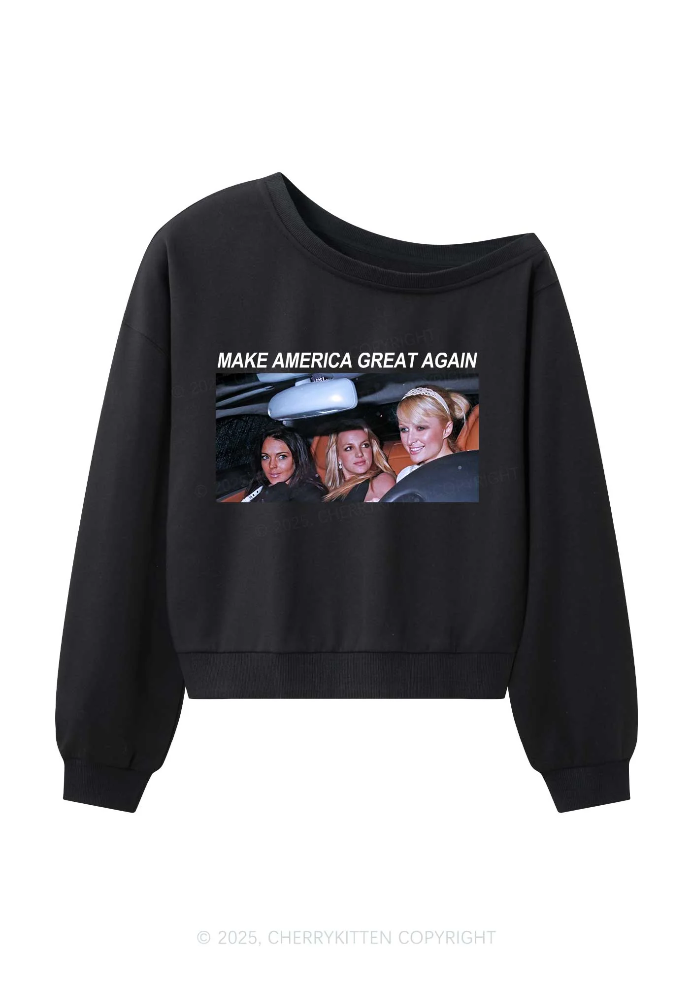 Make America Great Again Y2K Off Shoulder Sweatshirts Cherrykitten - Image 3