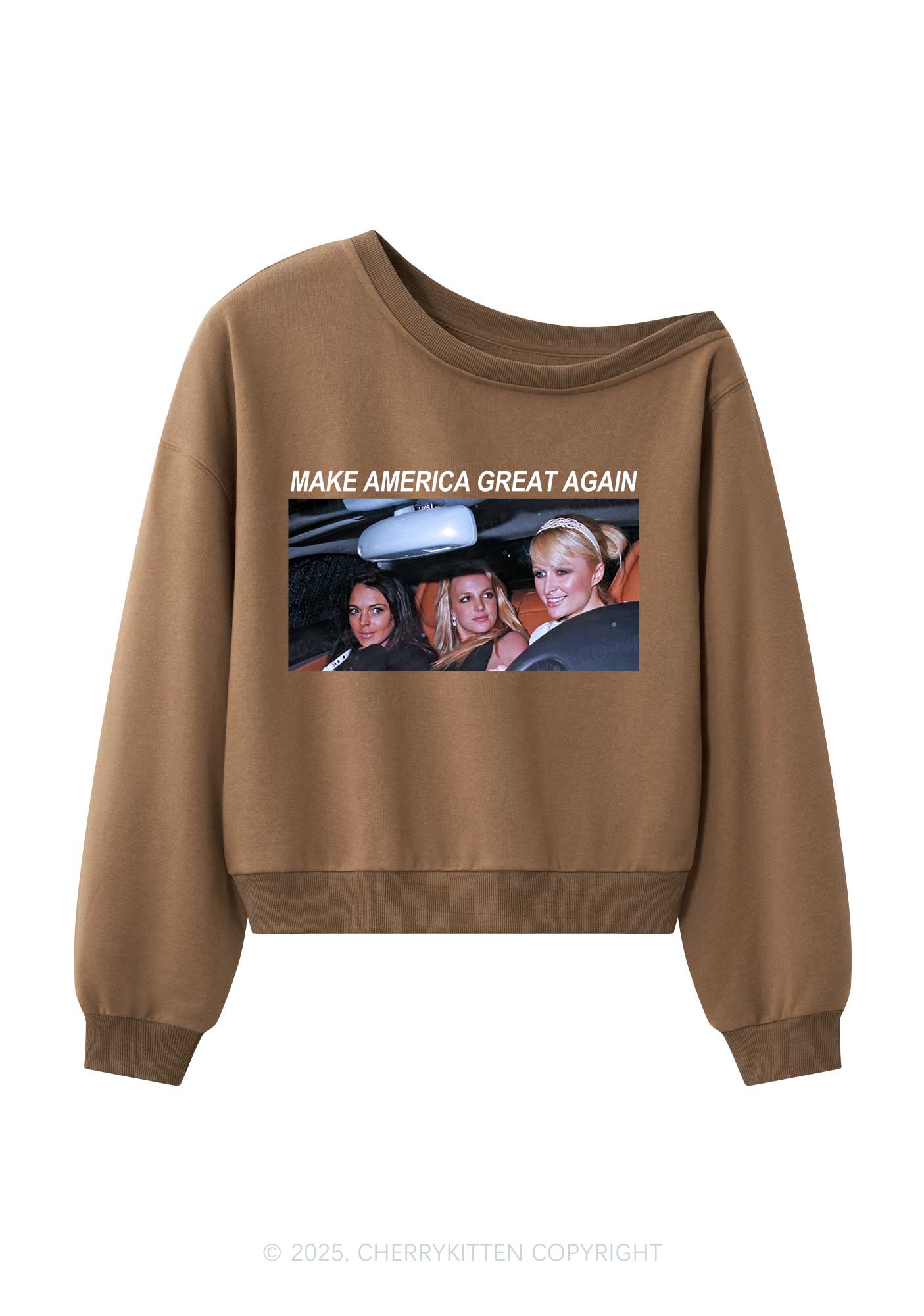Make America Great Again Y2K Off Shoulder Sweatshirts Cherrykitten - Image 4