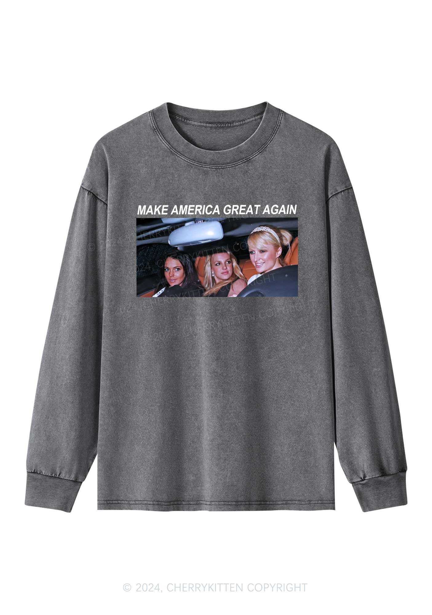 Make America Great Again Y2K Washed Long Sleeves Cherrykitten - Image 3