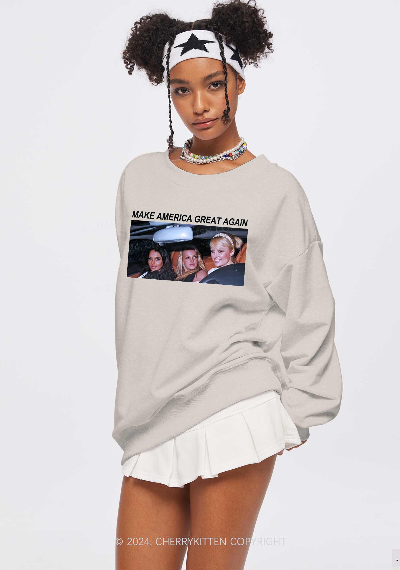 Make America Great Again Y2K Washed Sweatshirts Cherrykitten - Image 2