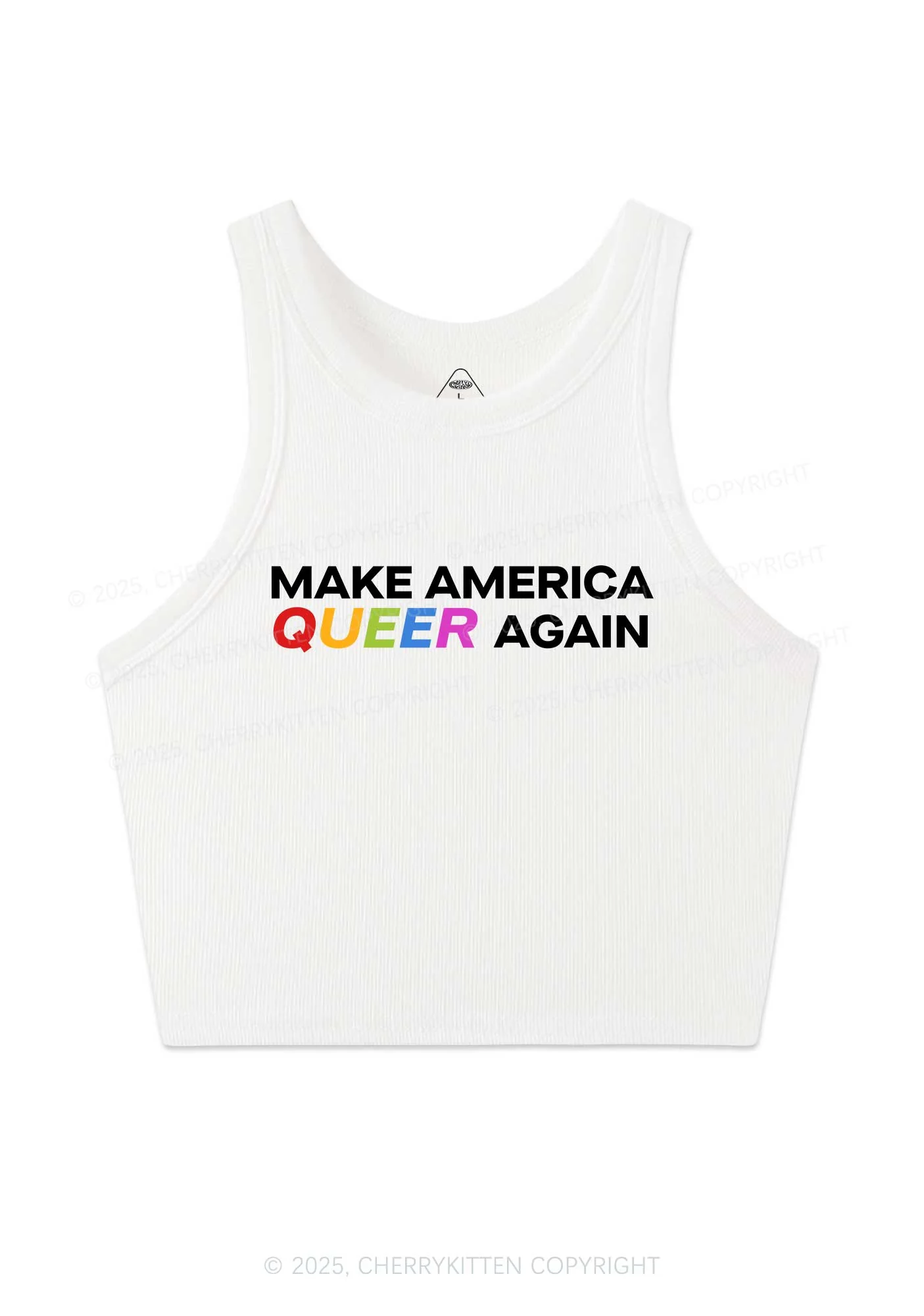 Make America Queer Again Pride Y2K Crop Tank Top Cherrykitten - Image 3