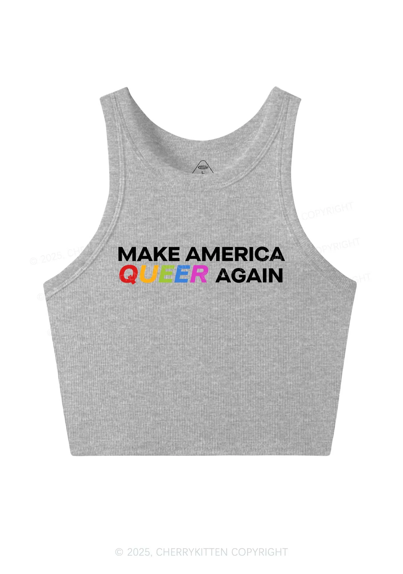 Make America Queer Again Pride Y2K Crop Tank Top Cherrykitten - Image 4