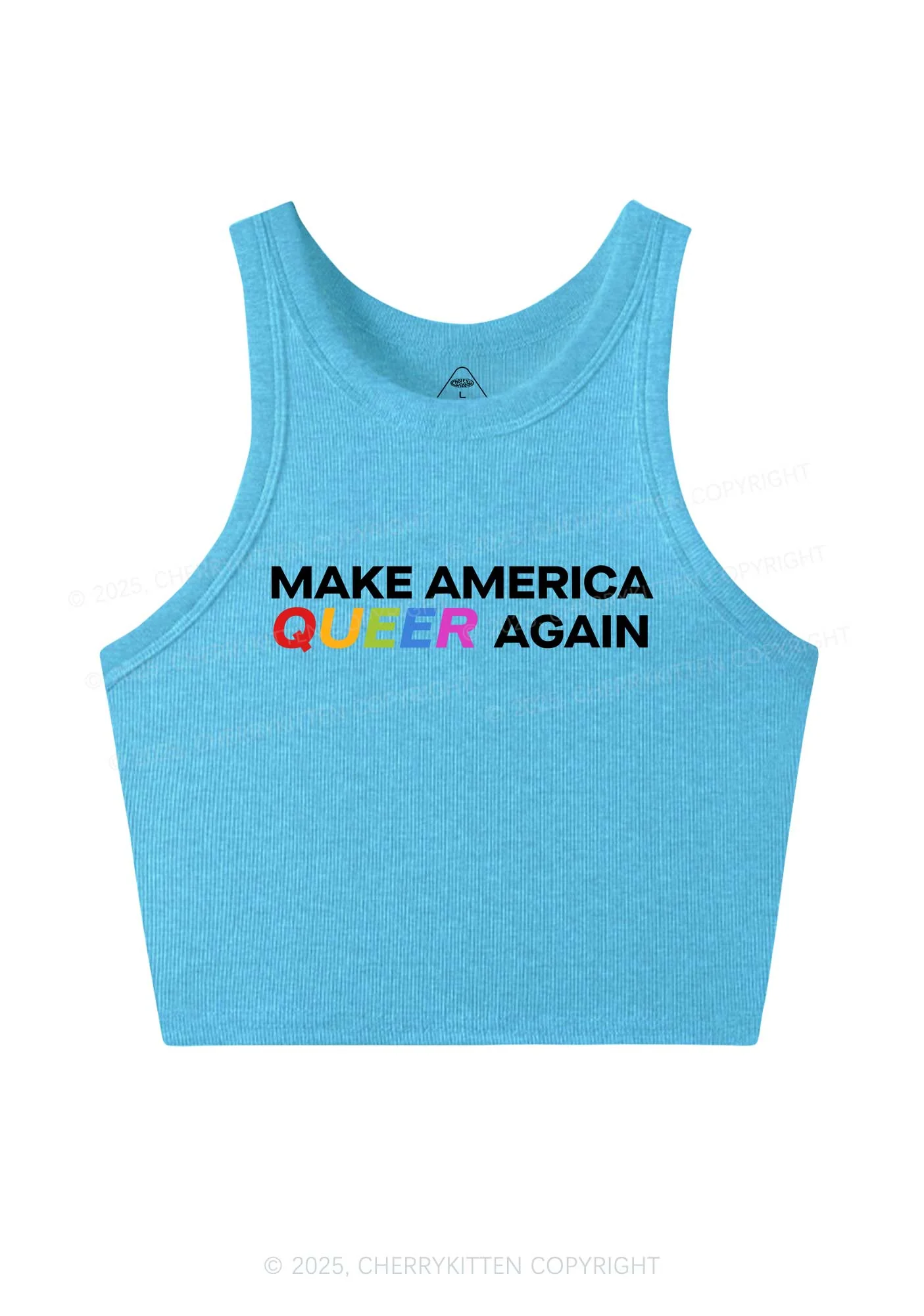 Make America Queer Again Pride Y2K Crop Tank Top Cherrykitten - Image 5