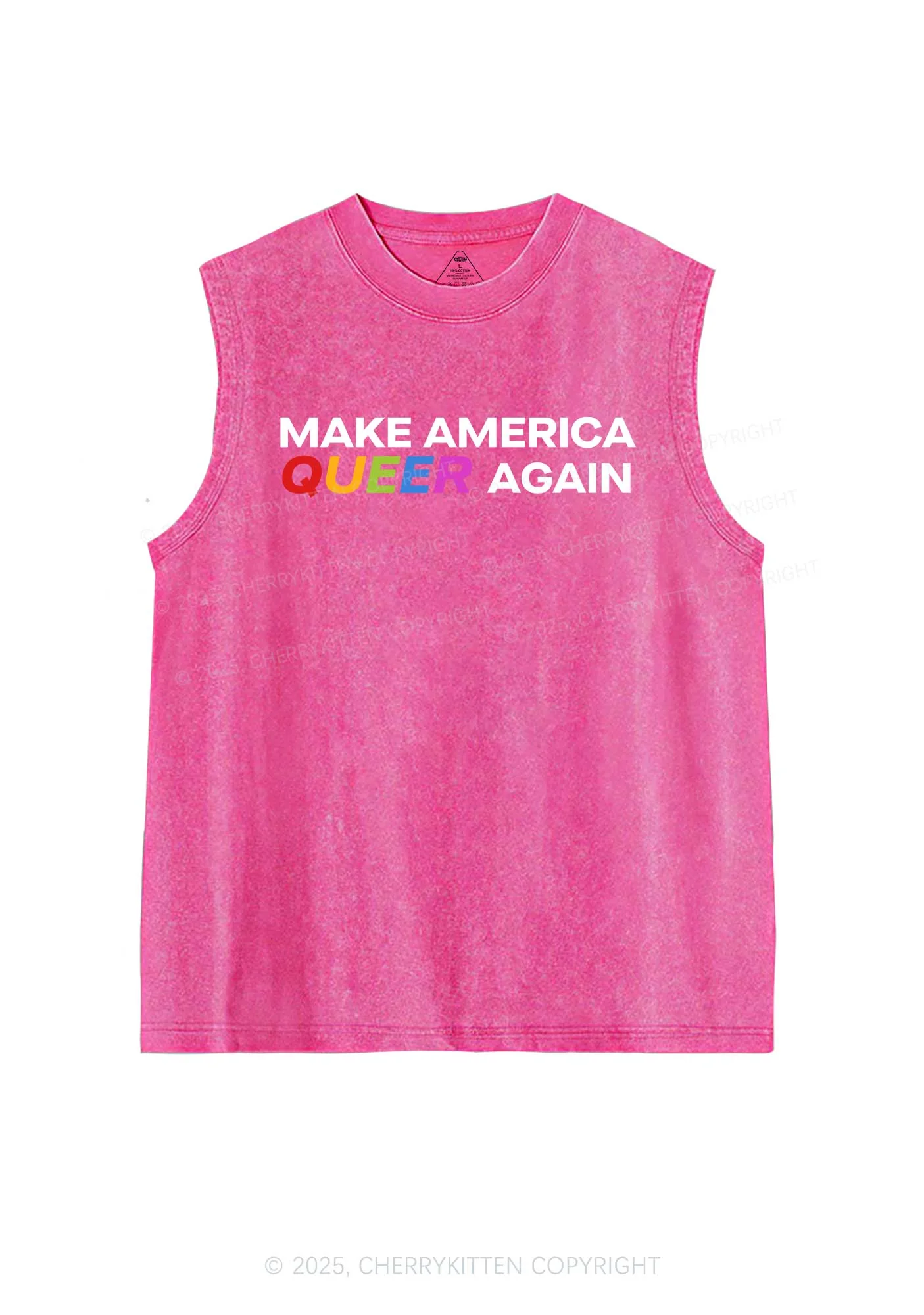 Make America Queer Again Pride Y2K Washed Muscle Tank Cherrykitten - Image 3