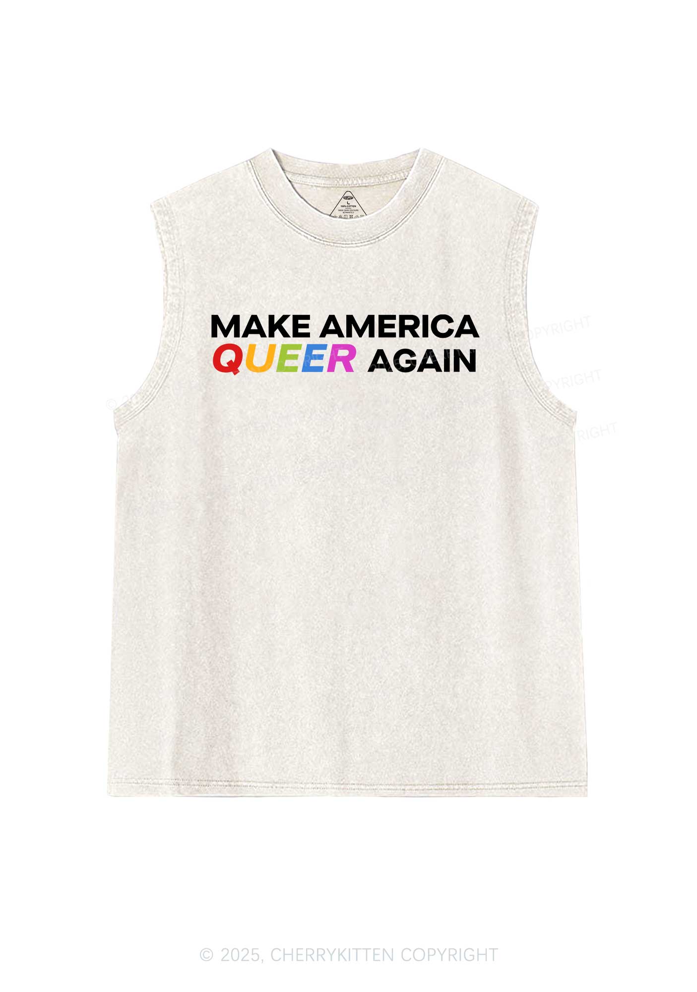 Make America Queer Again Pride Y2K Washed Muscle Tank Cherrykitten - Image 4
