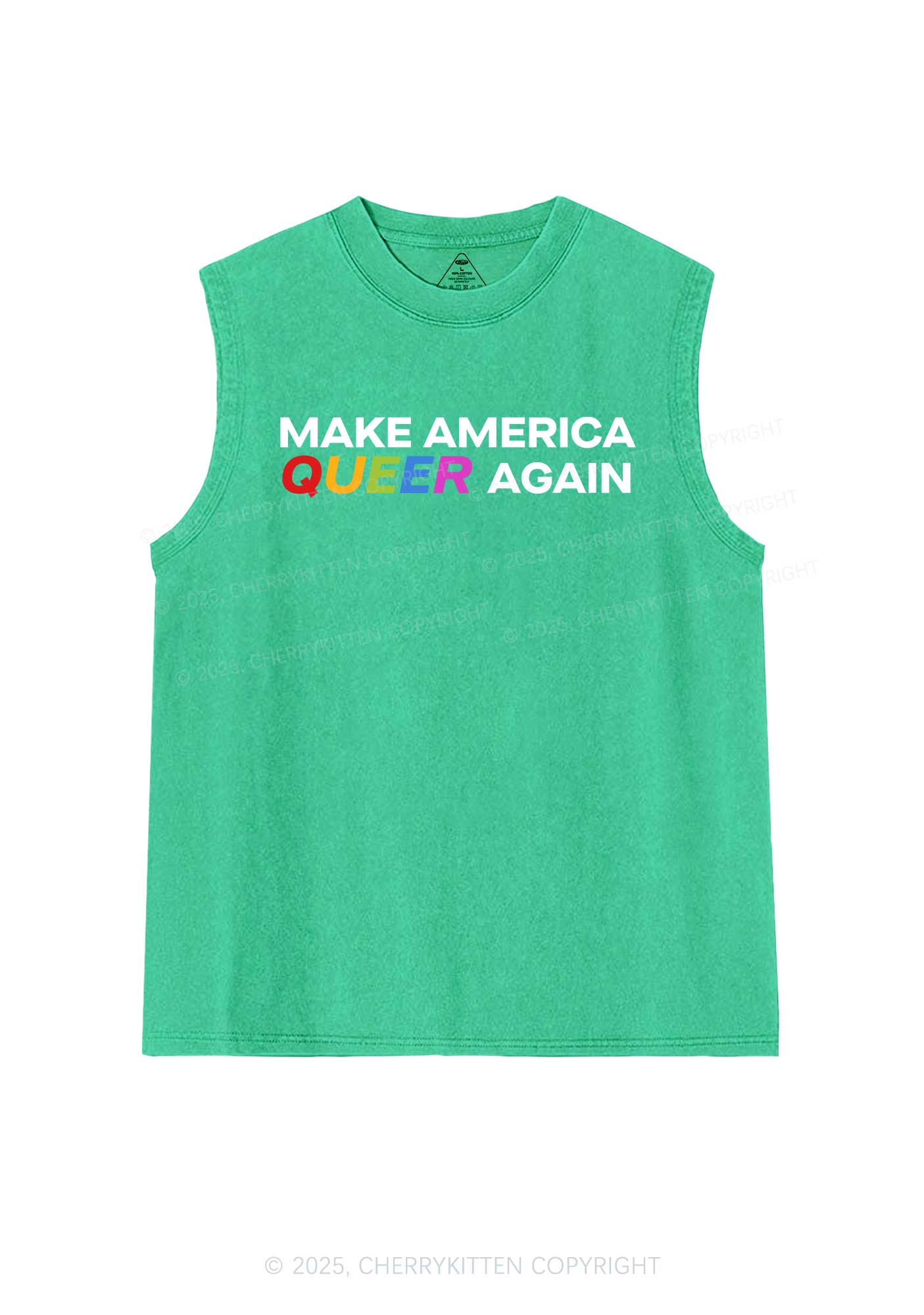 Make America Queer Again Pride Y2K Washed Muscle Tank Cherrykitten - Image 6