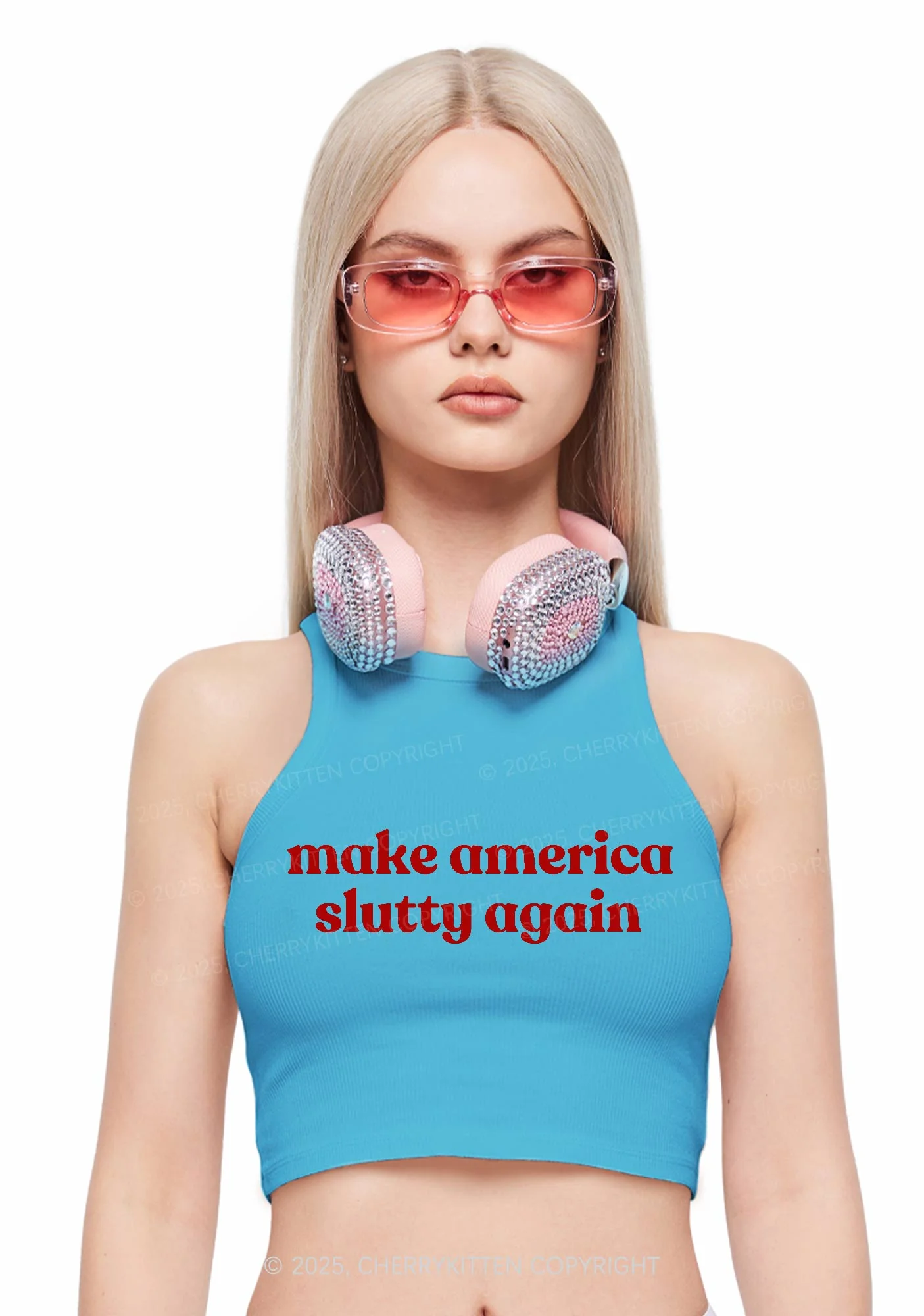 Make America Slxtty Again Y2K Crop Tank Top Cherrykitten - Image 2