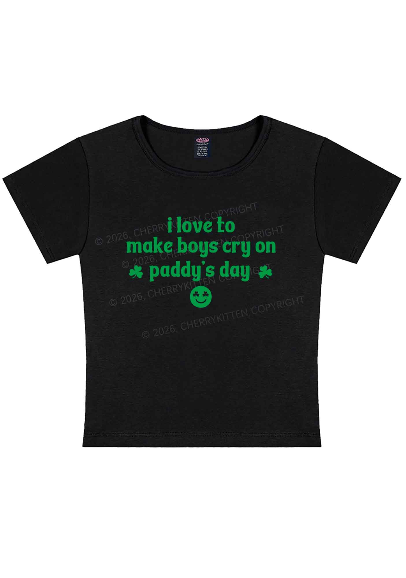 Make Boys Cry On Paddys Day St Patricks Y2K Baby Tee Cherrykitten - Image 3