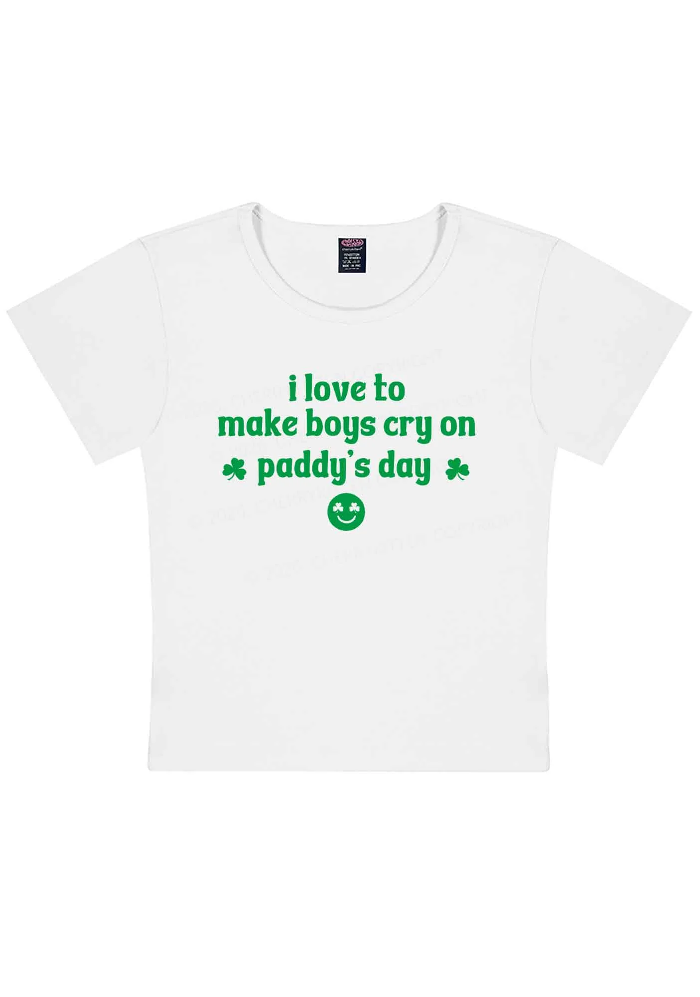 Make Boys Cry On Paddys Day St Patricks Y2K Baby Tee Cherrykitten - Image 4