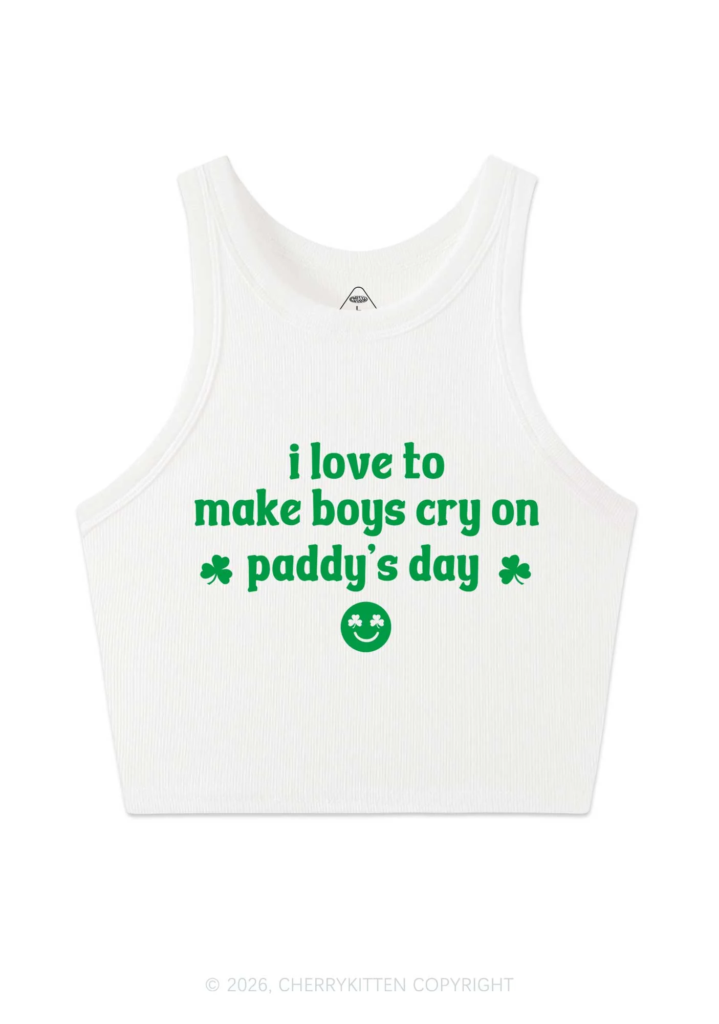 Make Boys Cry On Paddys Day St Patricks Y2K Crop Tank Top Cherrykitten - Image 4