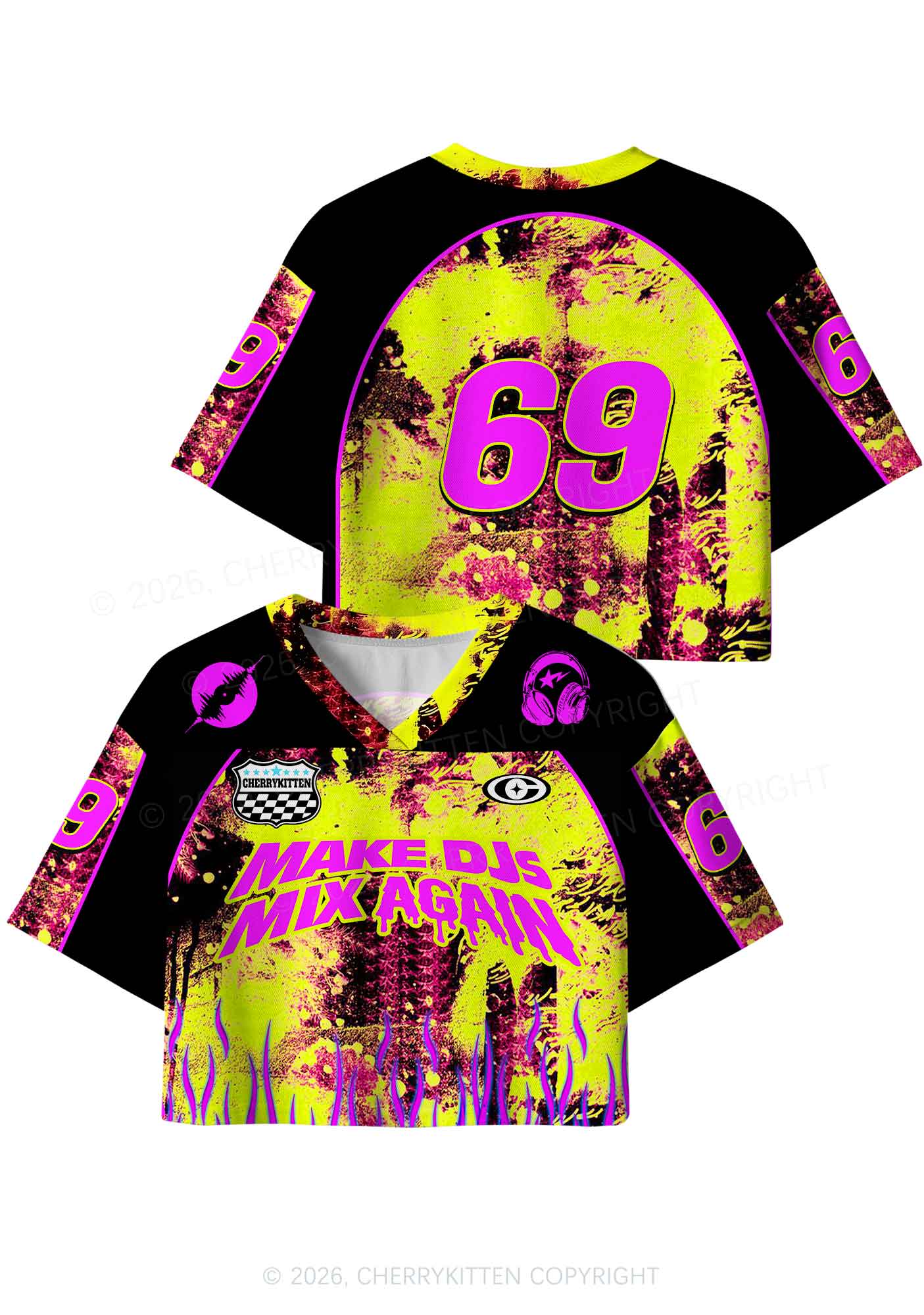 Make DJs Mix Again Y2K Crop Sport Jersey Shirts Cherrykitten - Image 5