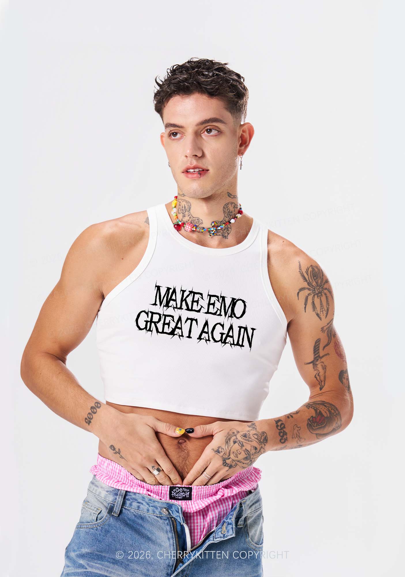Make Emo Great Again Y2K Crop Tank Top Cherrykitten - Image 2