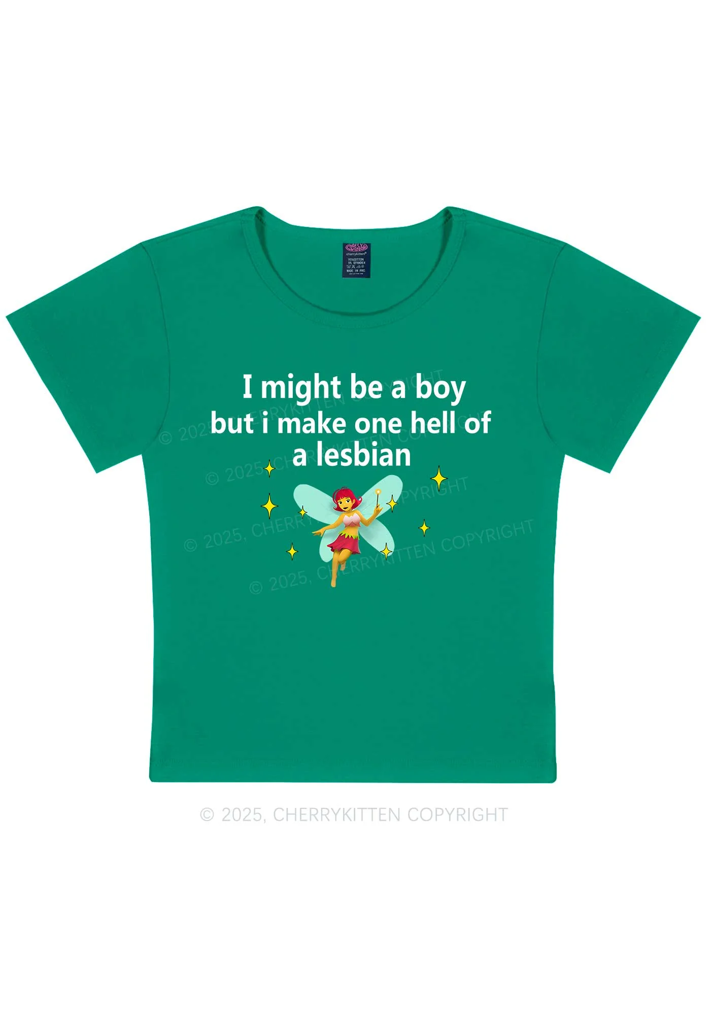Make Hell Of Lesbian Y2K Baby Tee Cherrykitten - Image 11