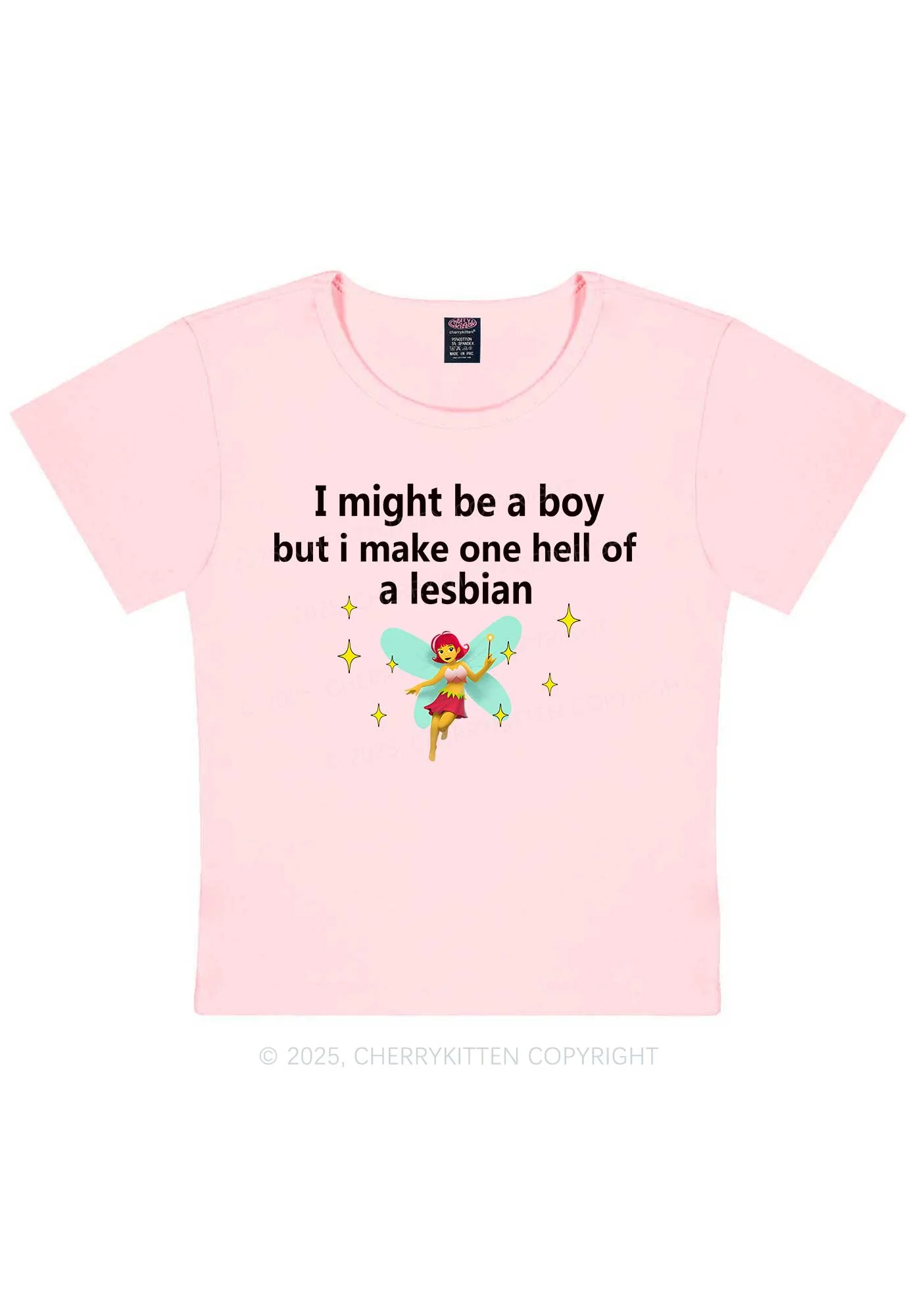 Make Hell Of Lesbian Y2K Baby Tee Cherrykitten - Image 12