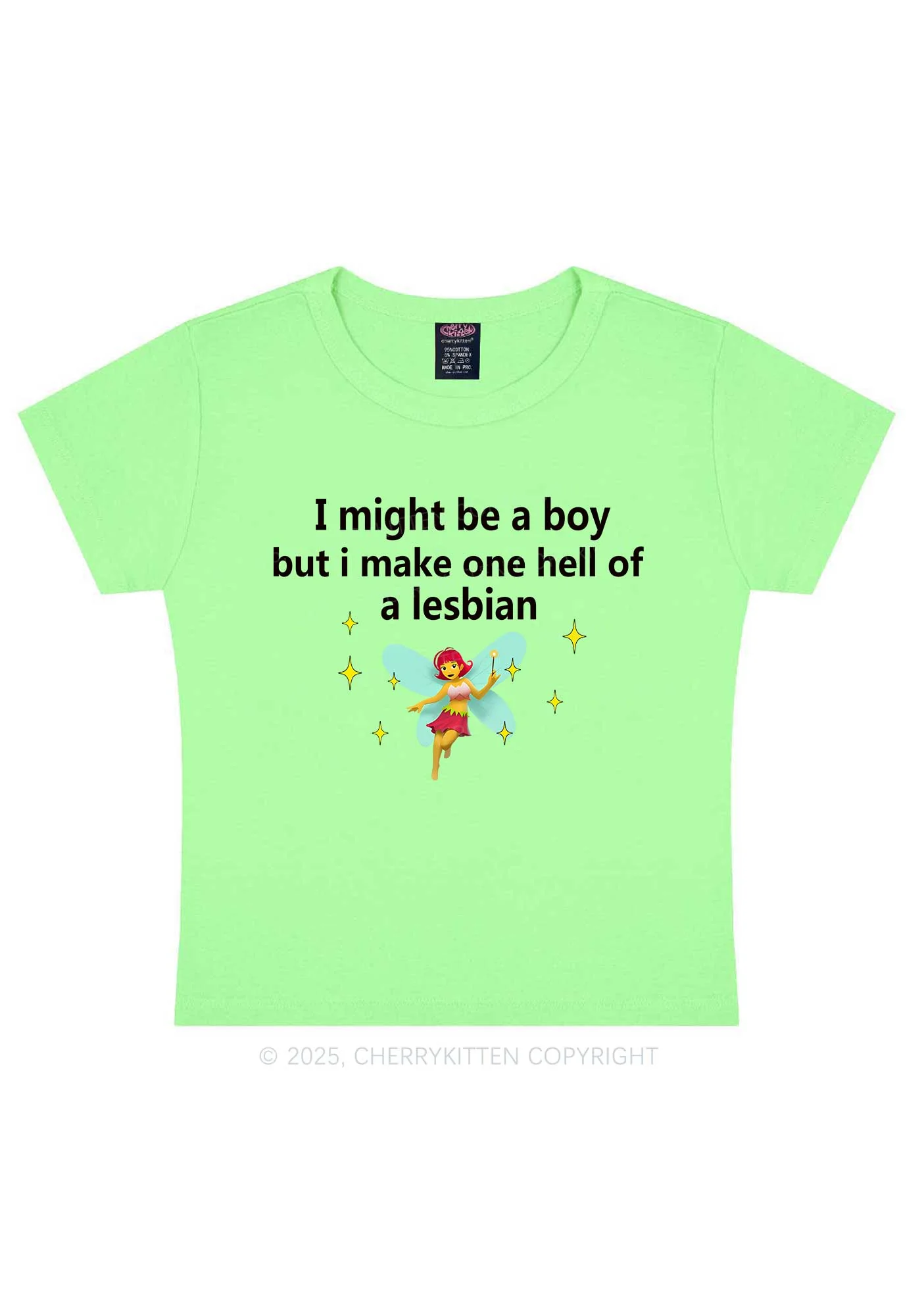 Make Hell Of Lesbian Y2K Baby Tee Cherrykitten - Image 13