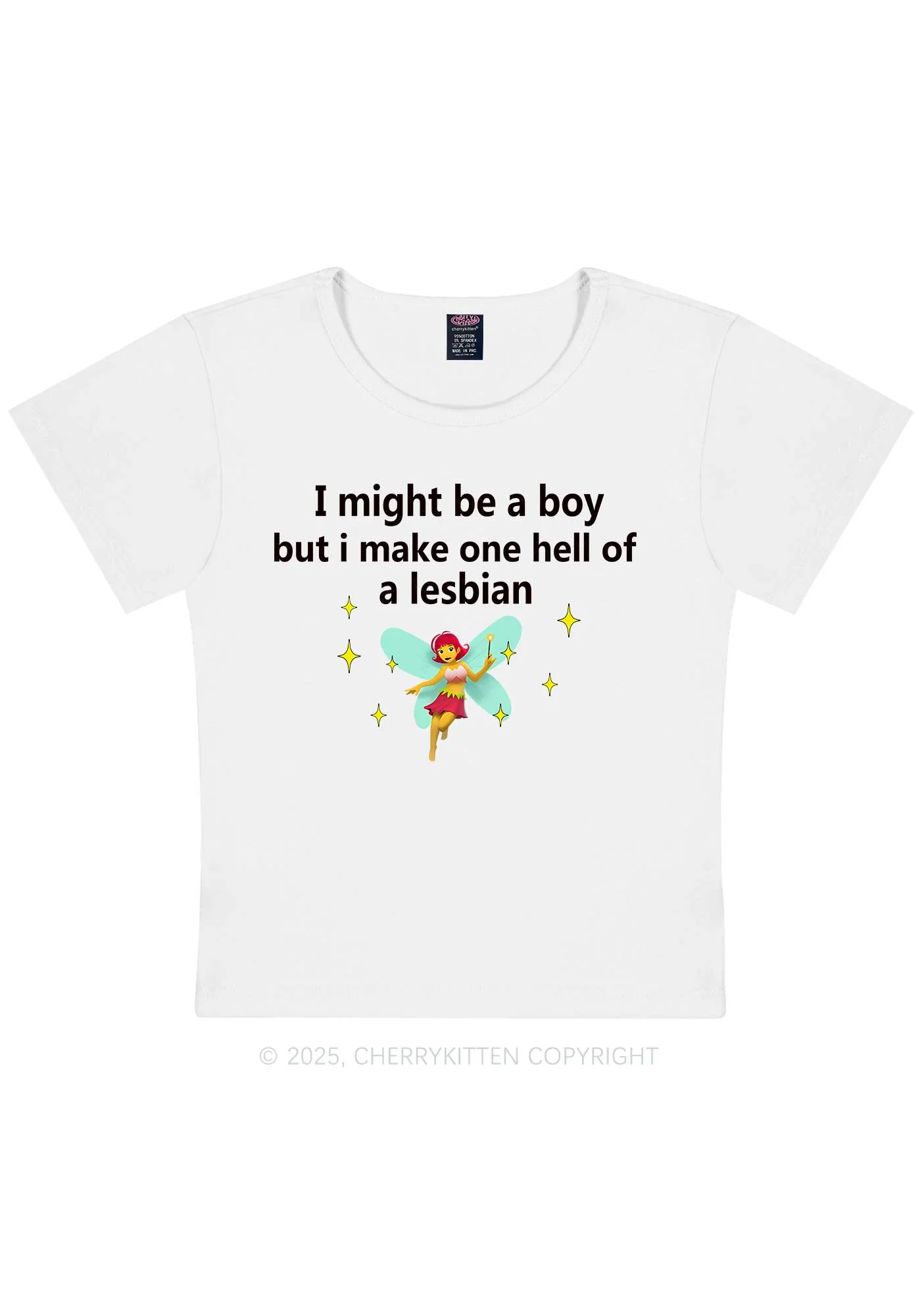Make Hell Of Lesbian Y2K Baby Tee Cherrykitten - Image 5