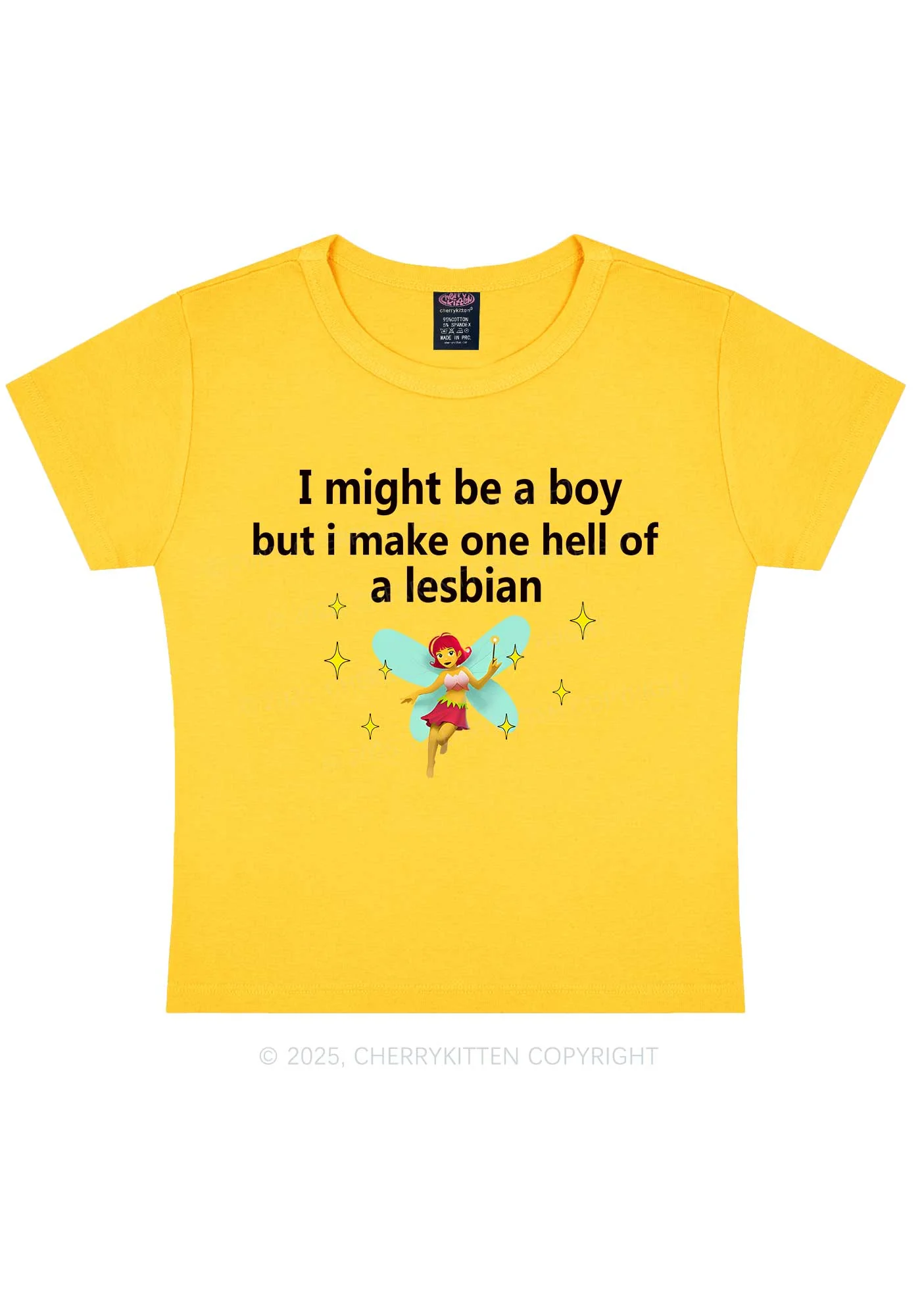 Make Hell Of Lesbian Y2K Baby Tee Cherrykitten - Image 7
