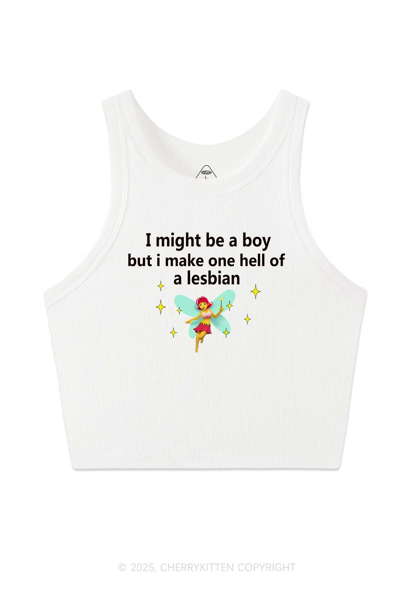 Make Hell Of Lesbian Y2K Crop Tank Top Cherrykitten - Image 3