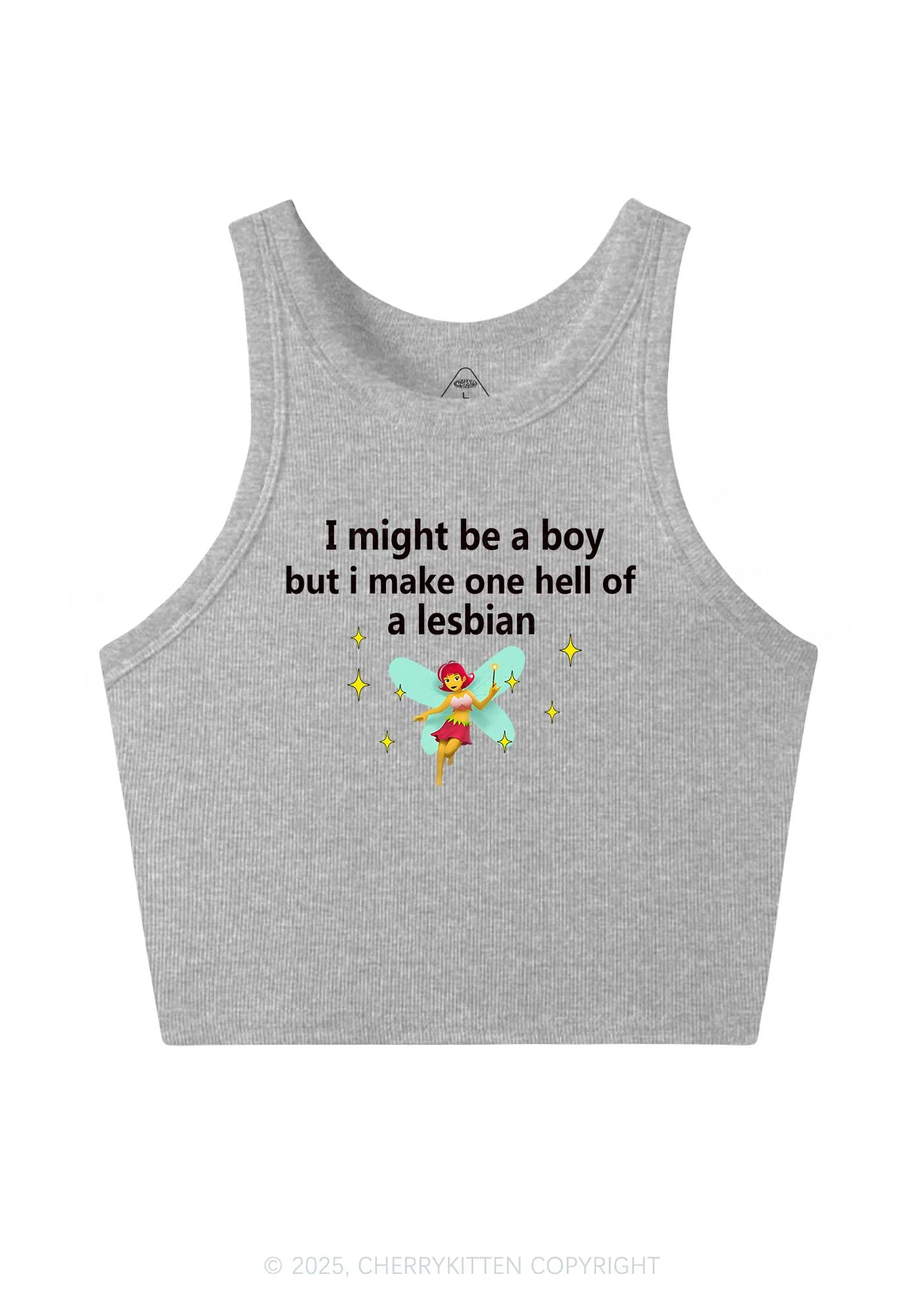 Make Hell Of Lesbian Y2K Crop Tank Top Cherrykitten - Image 4