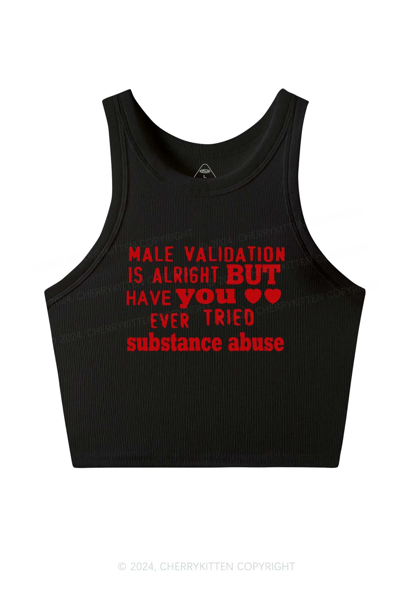 Male Validation Is Alright Y2K Crop Tank Top Cherrykitten - Image 3