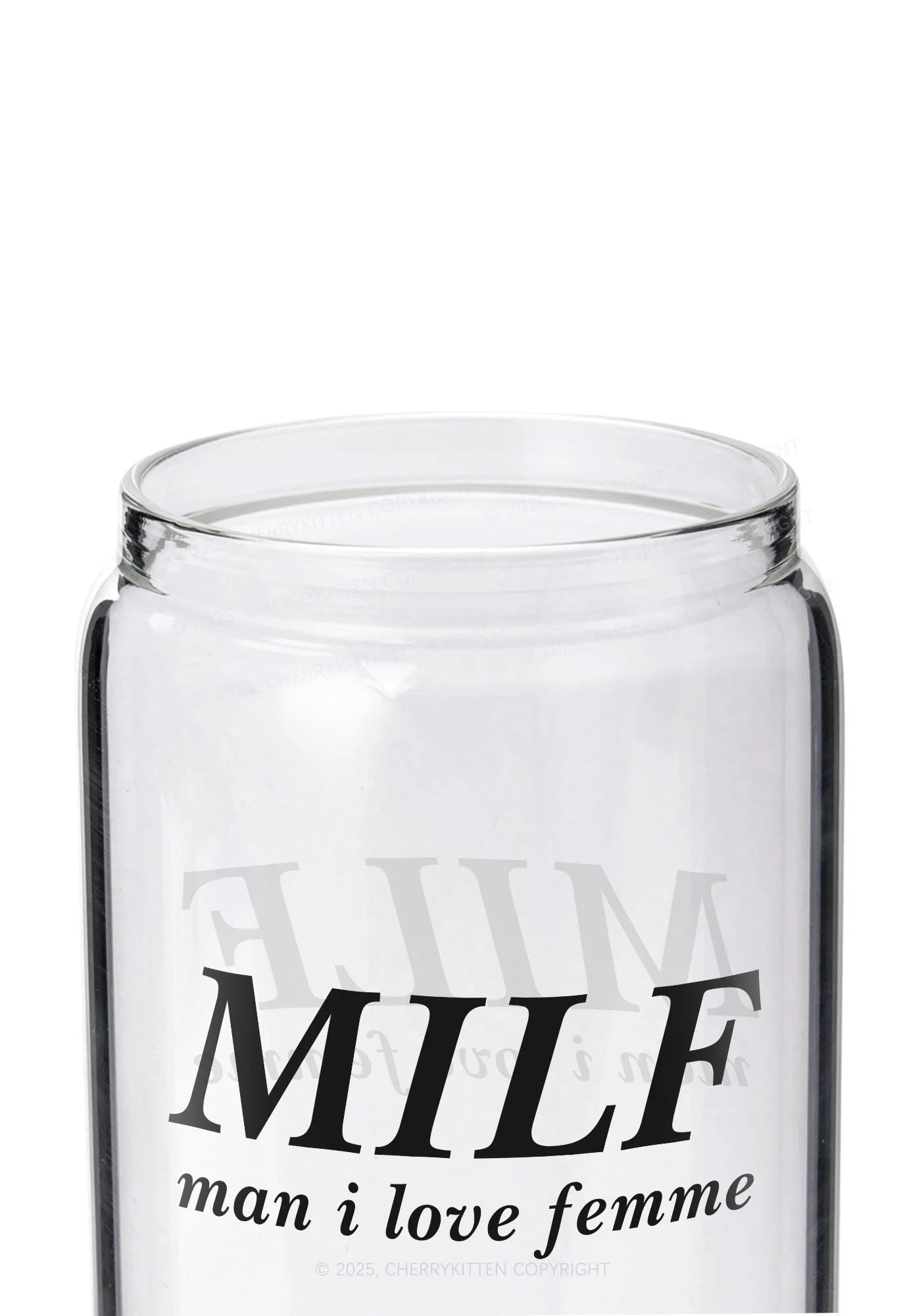 Man I Love Femme Pride Y2K Printed Glass Cup Cherrykitten - Image 2