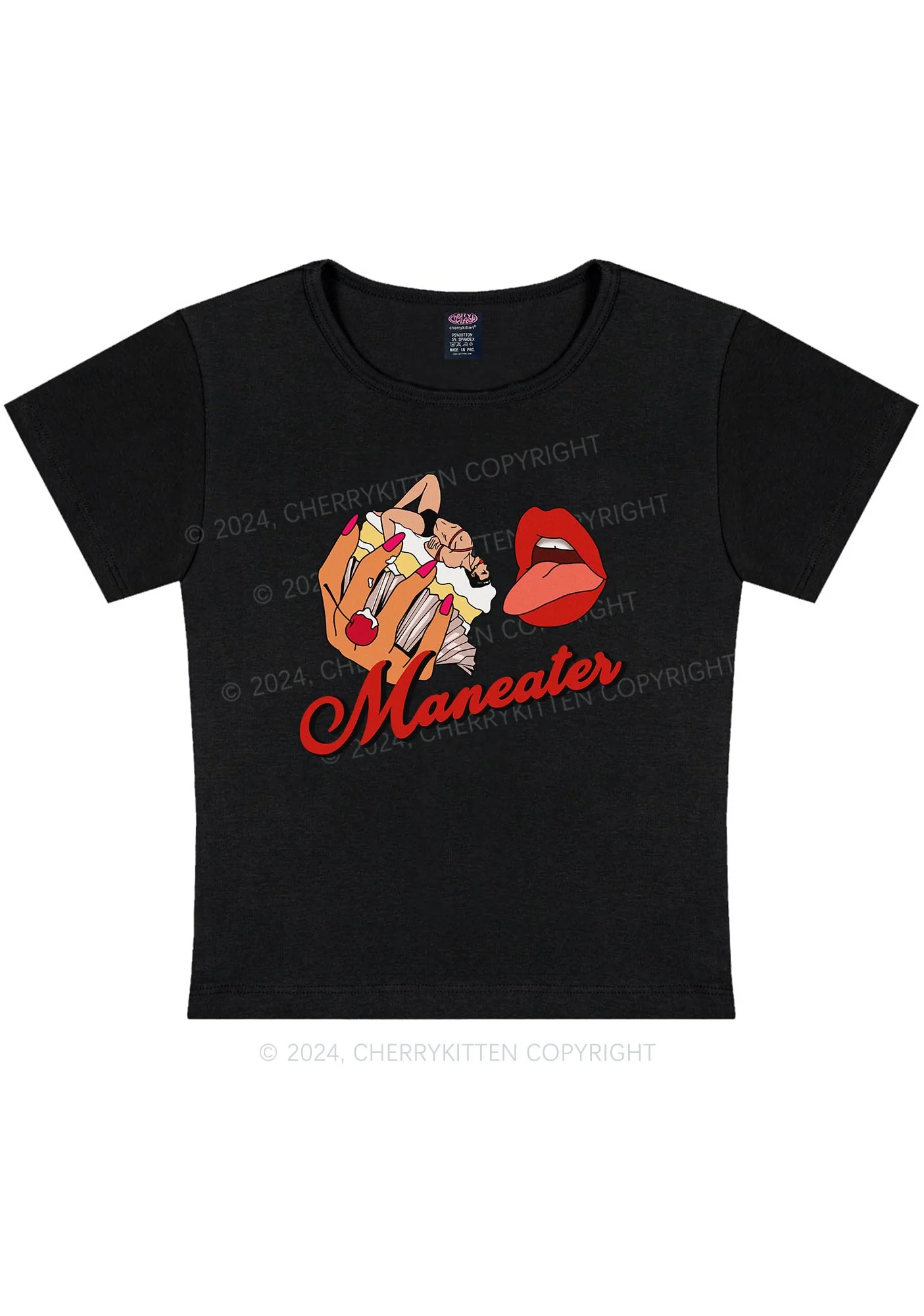 Maneater Mouth Y2K Baby Tee Cherrykitten - Image 3