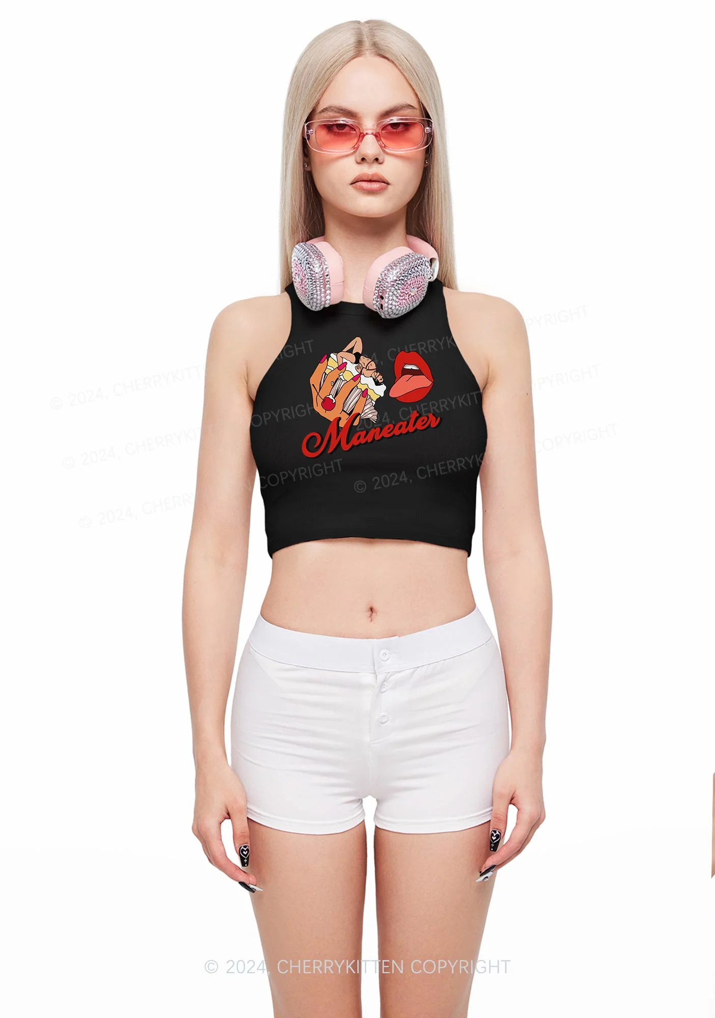 Maneater Mouth Y2K Crop Tank Top Cherrykitten - Image 2