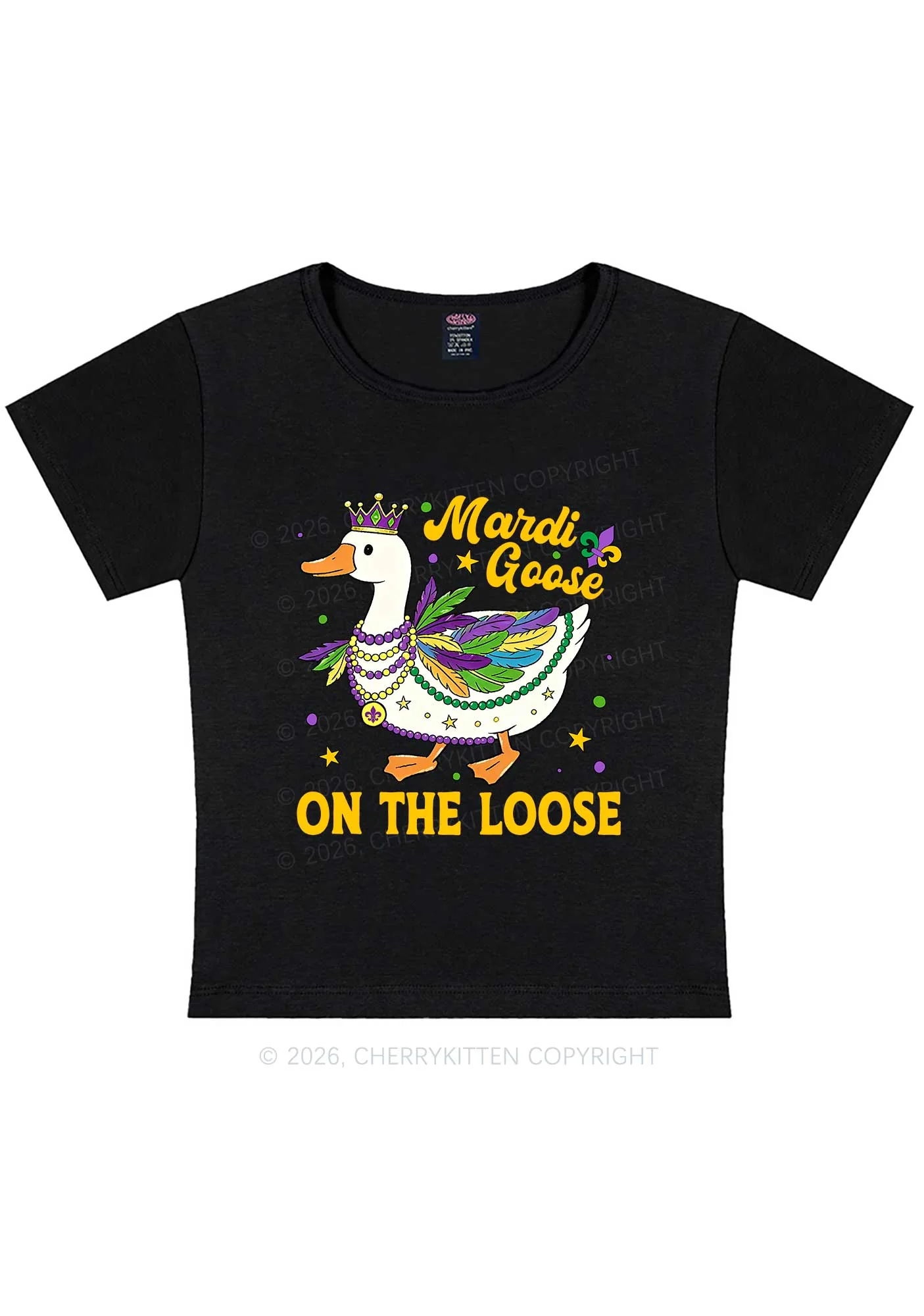 Mardi Goose On The Loose Y2K Baby Tee Cherrykitten - Image 3